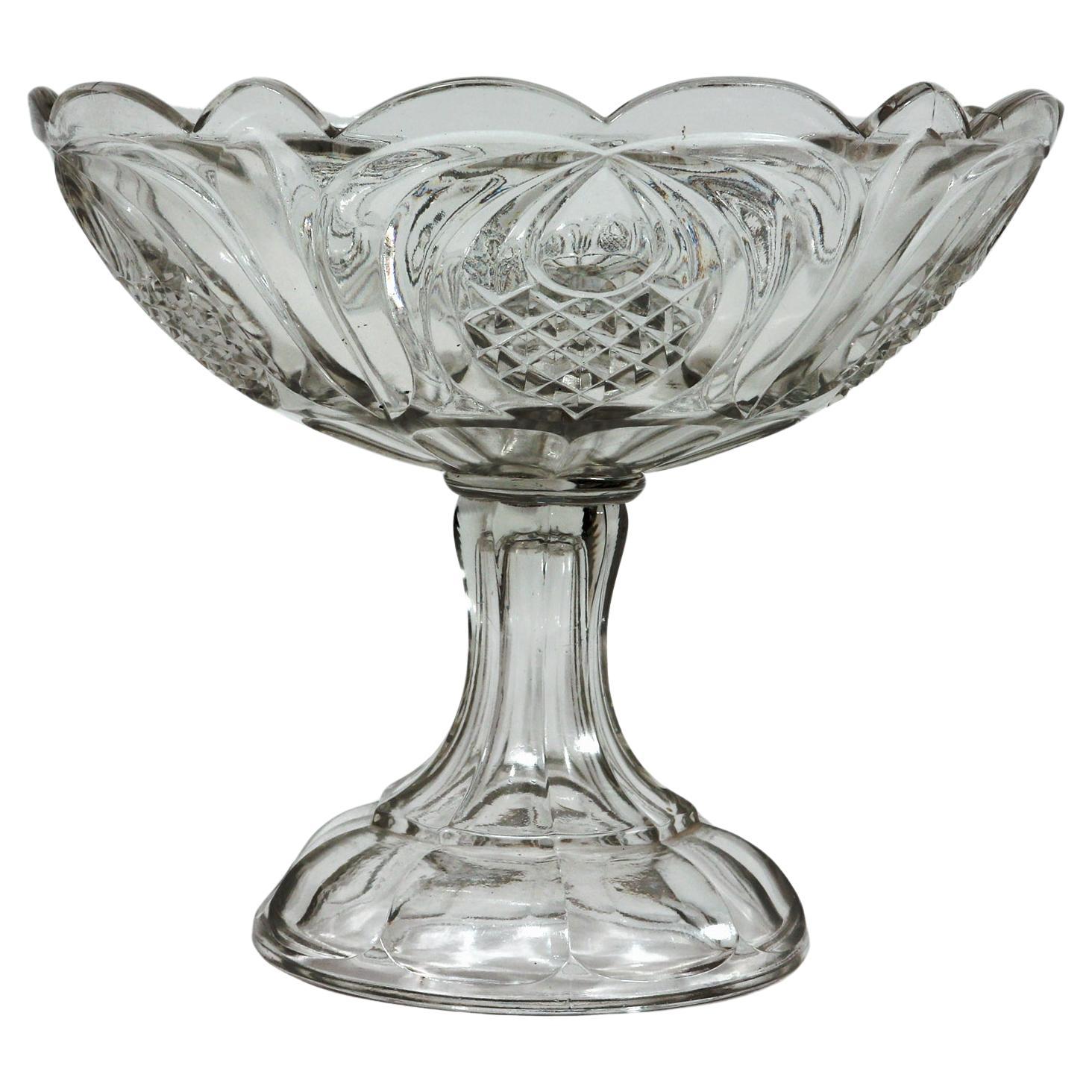 Boston & Sandwich American Pressed Glass Compote with Pineapple Pattern For Sale