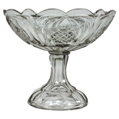 Antique Boston & Sandwich American Pressed Glass Compote with Pineapple Pattern