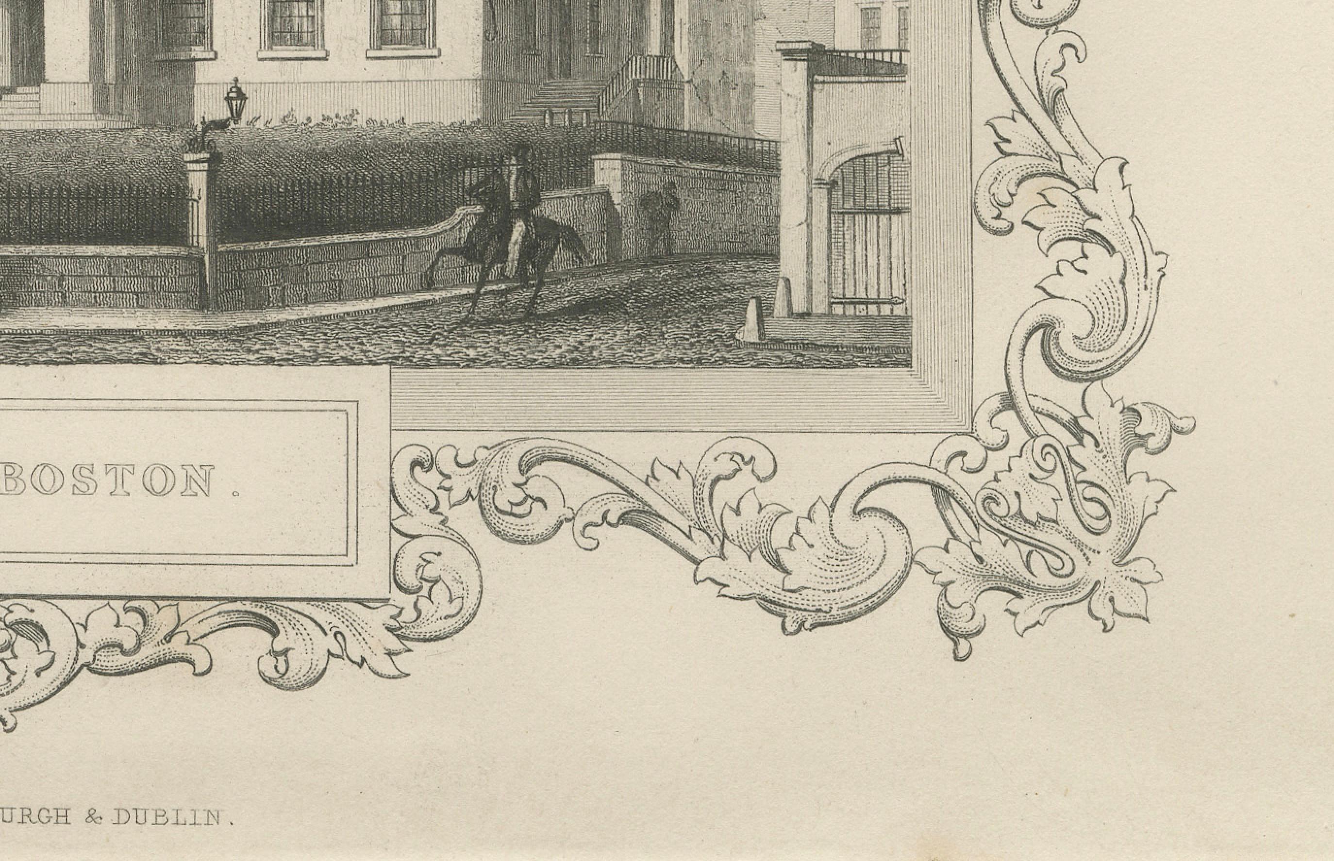 Boston State House Gravur - Antike Ansicht von ca. 1850 (Graviert) im Angebot