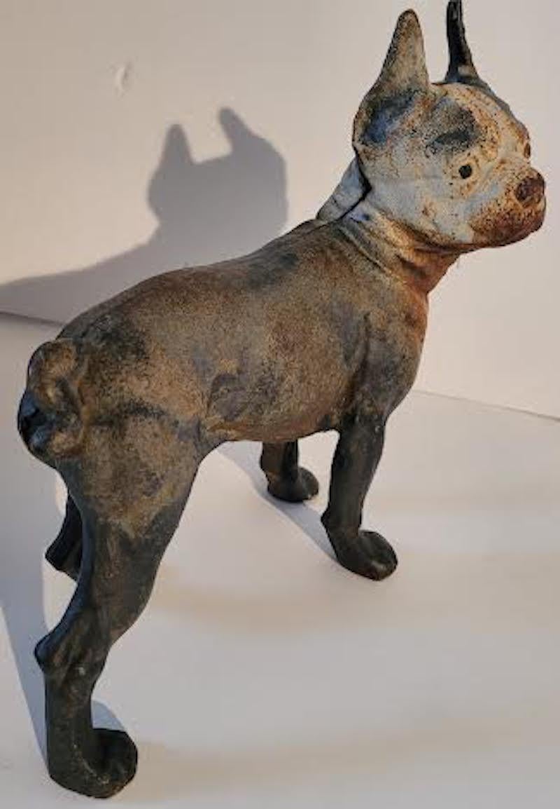 20th Century Boston Terrier Heavy Cast Iron Doorstop For Sale