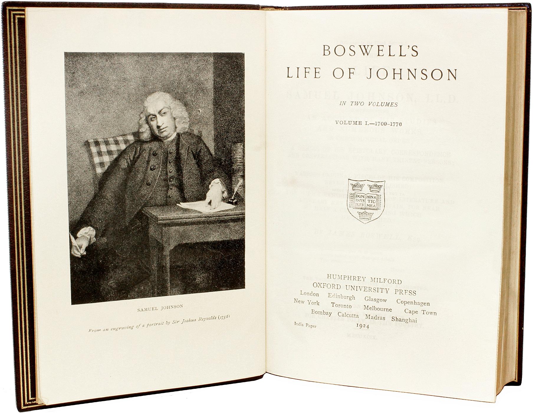 British BOSWELL, James. Boswell's Life of Johnson. (1924 - INDIA PAPER EDITION) For Sale