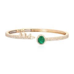 Botanic Charm 14K (or 18k upon request) Gold Diamond Emerald Leaf Bracelet