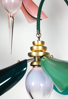 Botanica Chandelier: Aqua, Mint, Jade, Lavender Glass by Avram Rusu Studio