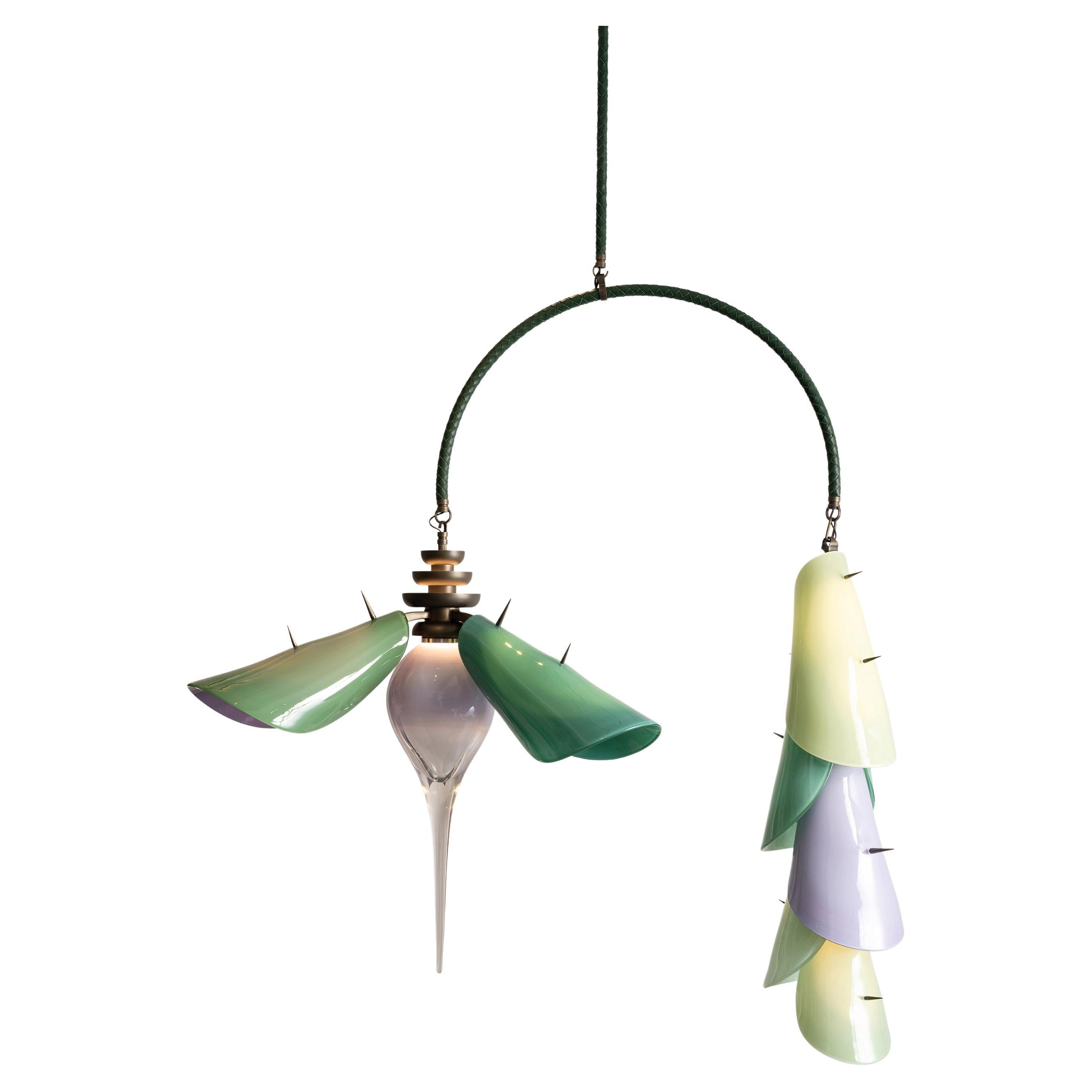 Botanica Chandelier in Glass and Leather by Andreea Avram Rusu For Sale