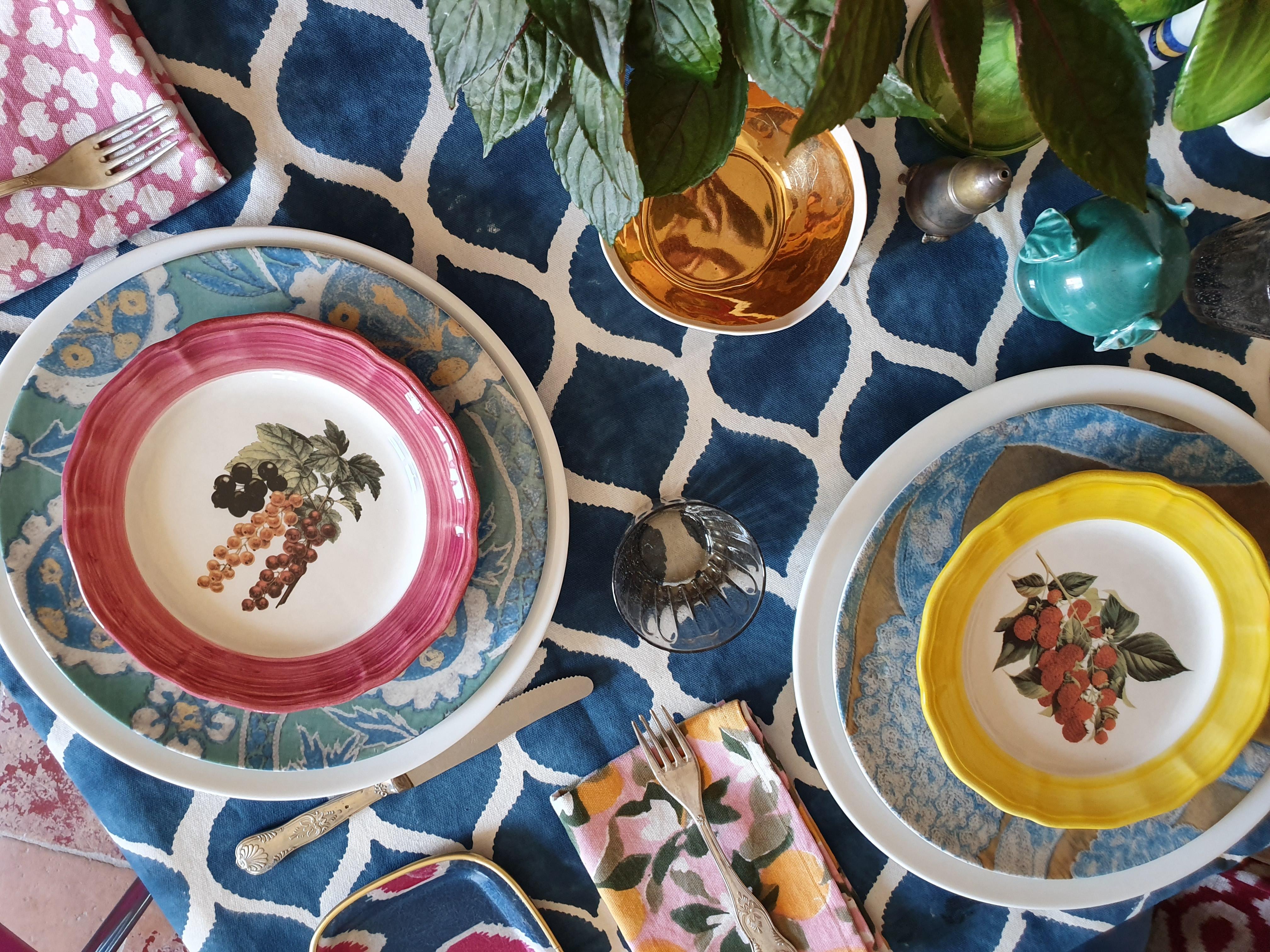 Platos de postre de cerámica pintados a mano Botanica - Set de 6, Made in Italy Siglo XXI y contemporáneo en venta