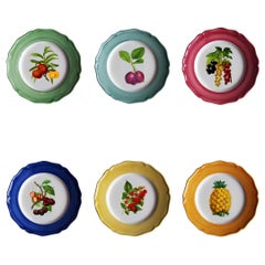 Botanica Hand Painted Ceramic Plates Set of 6 Dessert Plates Made in Italy