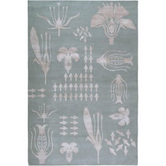 Botanical Anatomy Grey Hand-Knotted 10x8 Rug in Wool & Silk by Christopher Kane