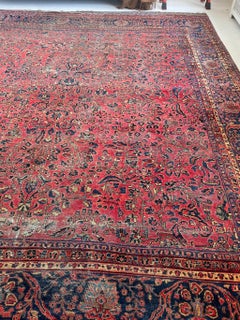Botanical Beauty Rug in Large Floral Gem with Tons of Blush, circa 1930's