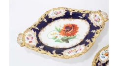 English Botanical Coalport Cobalt Blue Dessert Service by Stephen Lawrence