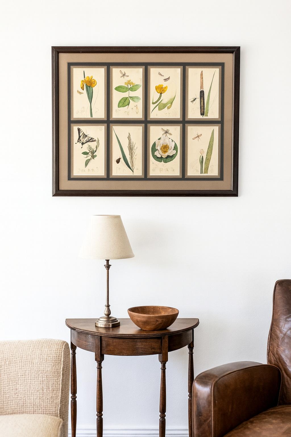 Victorian Set of 8 19th Century Botanical & Insect Engravings by John Curtis (Framed) For Sale