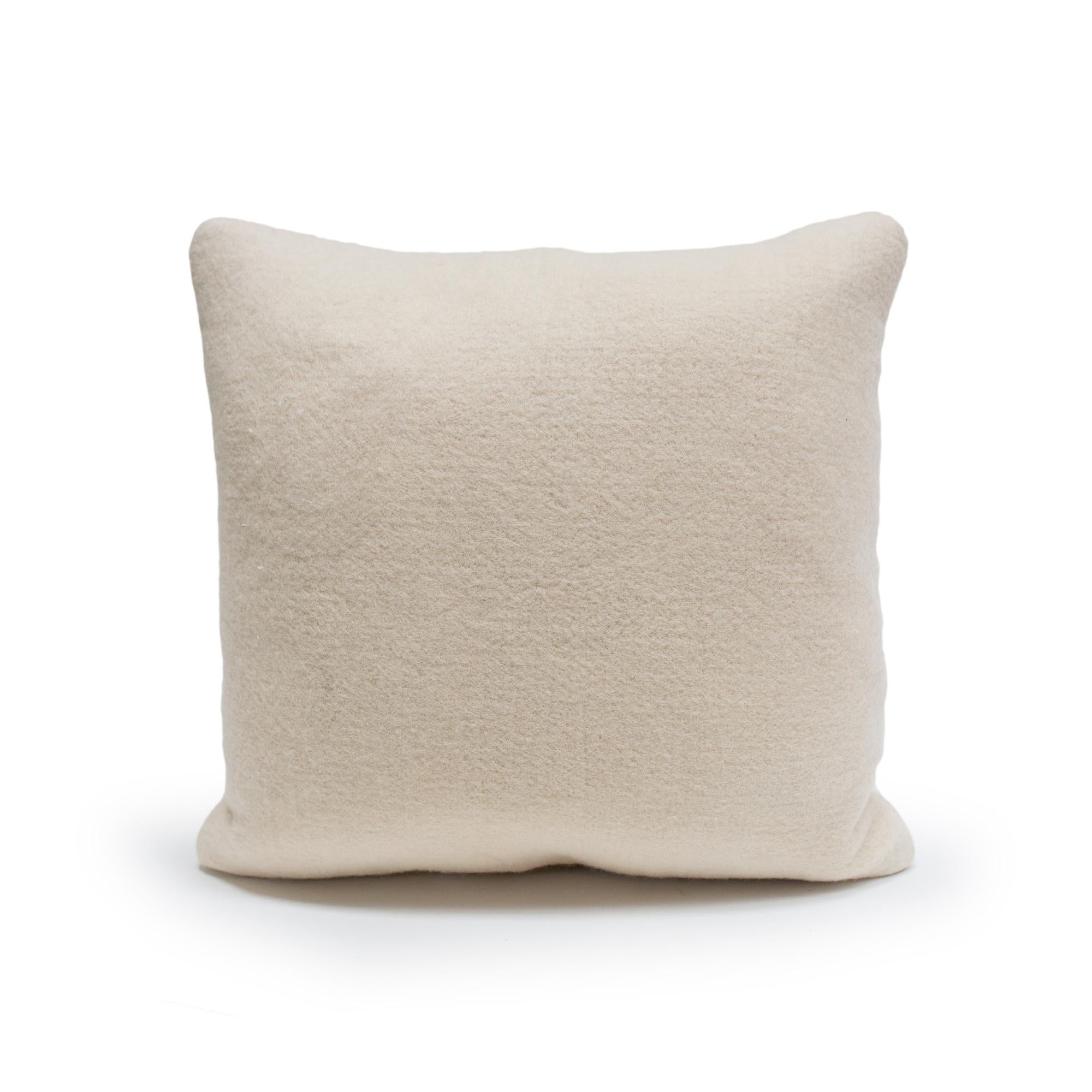 Botanical Felted Wool Lumbar Pillow by JG Switzer Indigo Blues For Sale 4