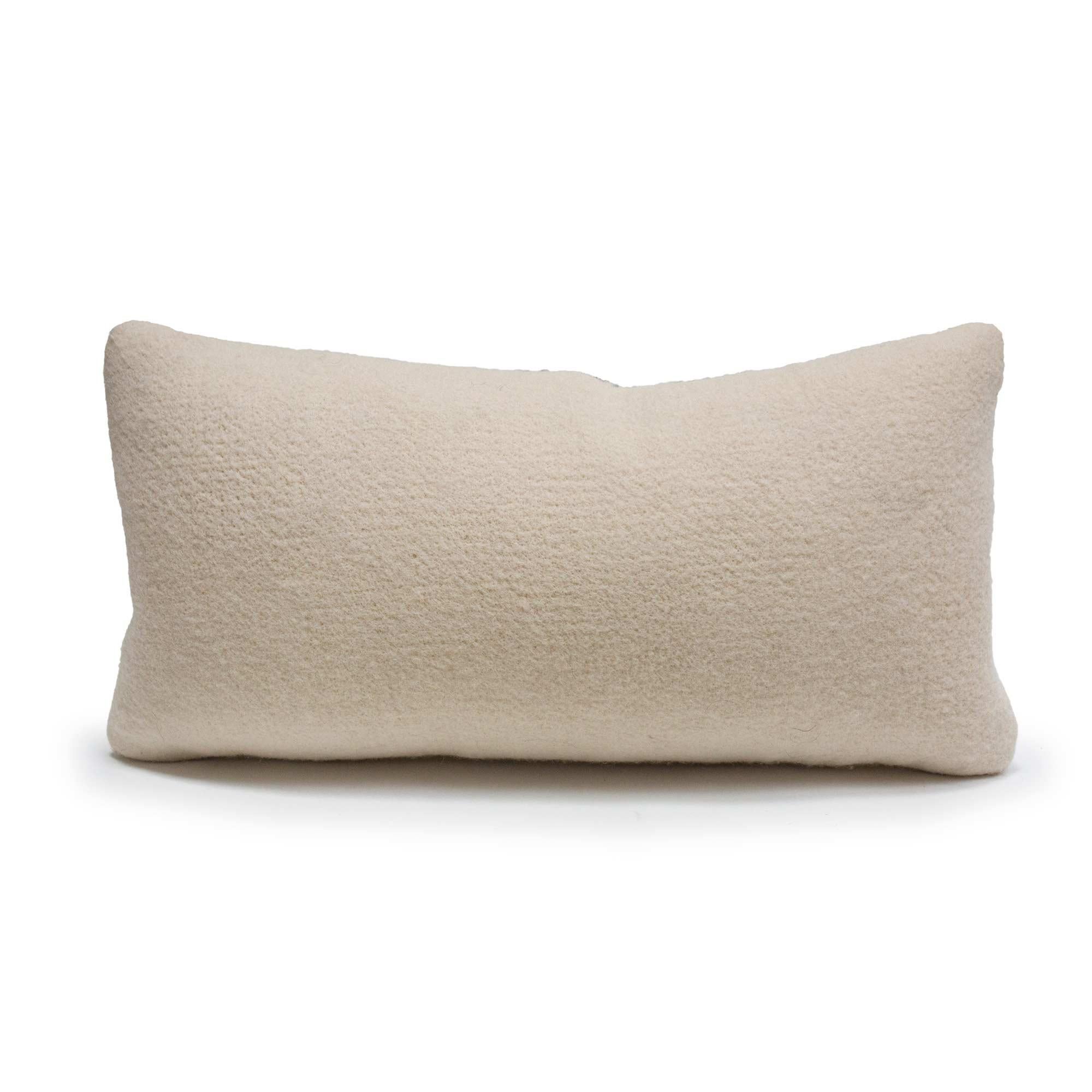 American Botanical Felted Wool Lumbar Pillow by JG Switzer Indigo Blues For Sale