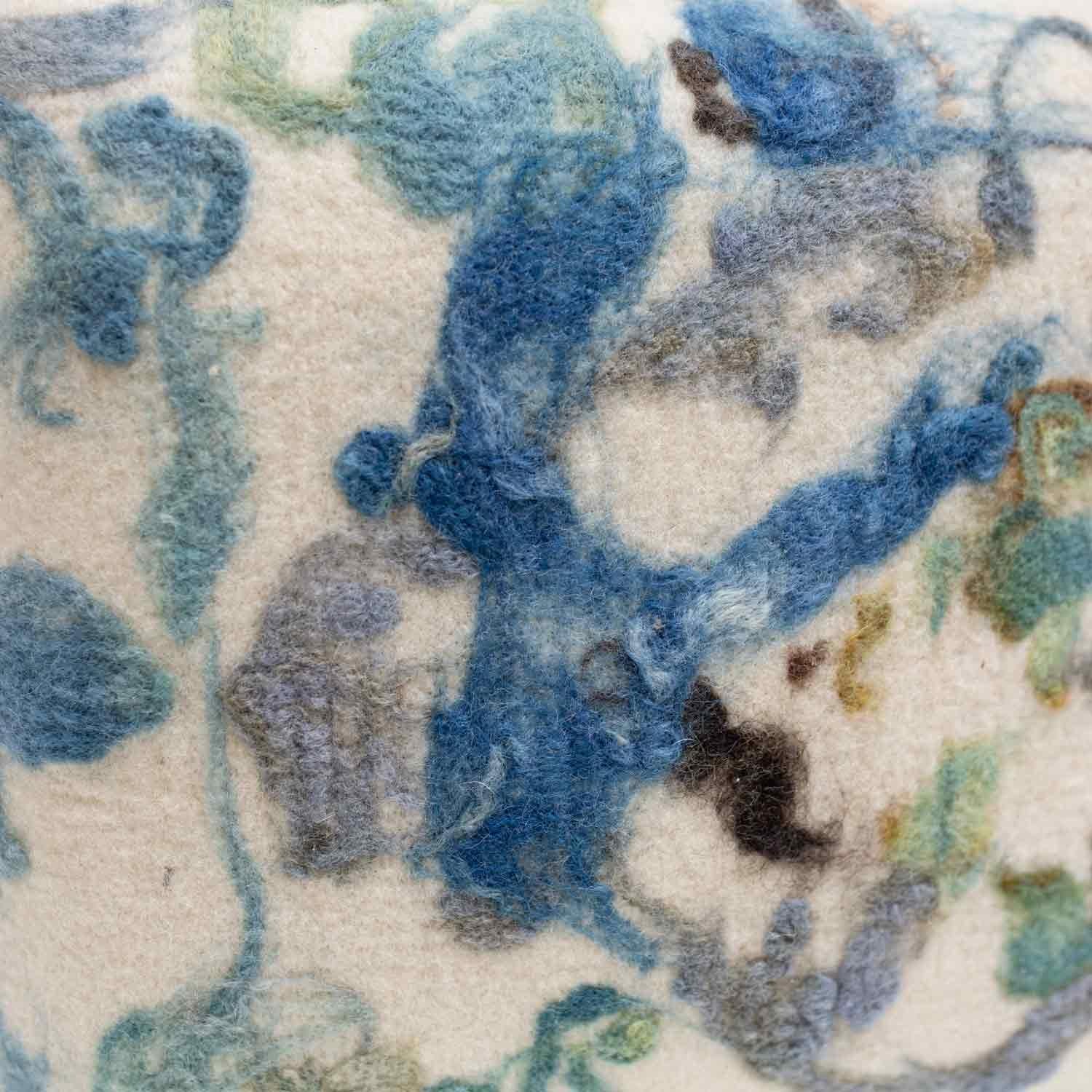 Botanical Felted Wool Square Pillow by JG Switzer In New Condition For Sale In Sebastopol, CA