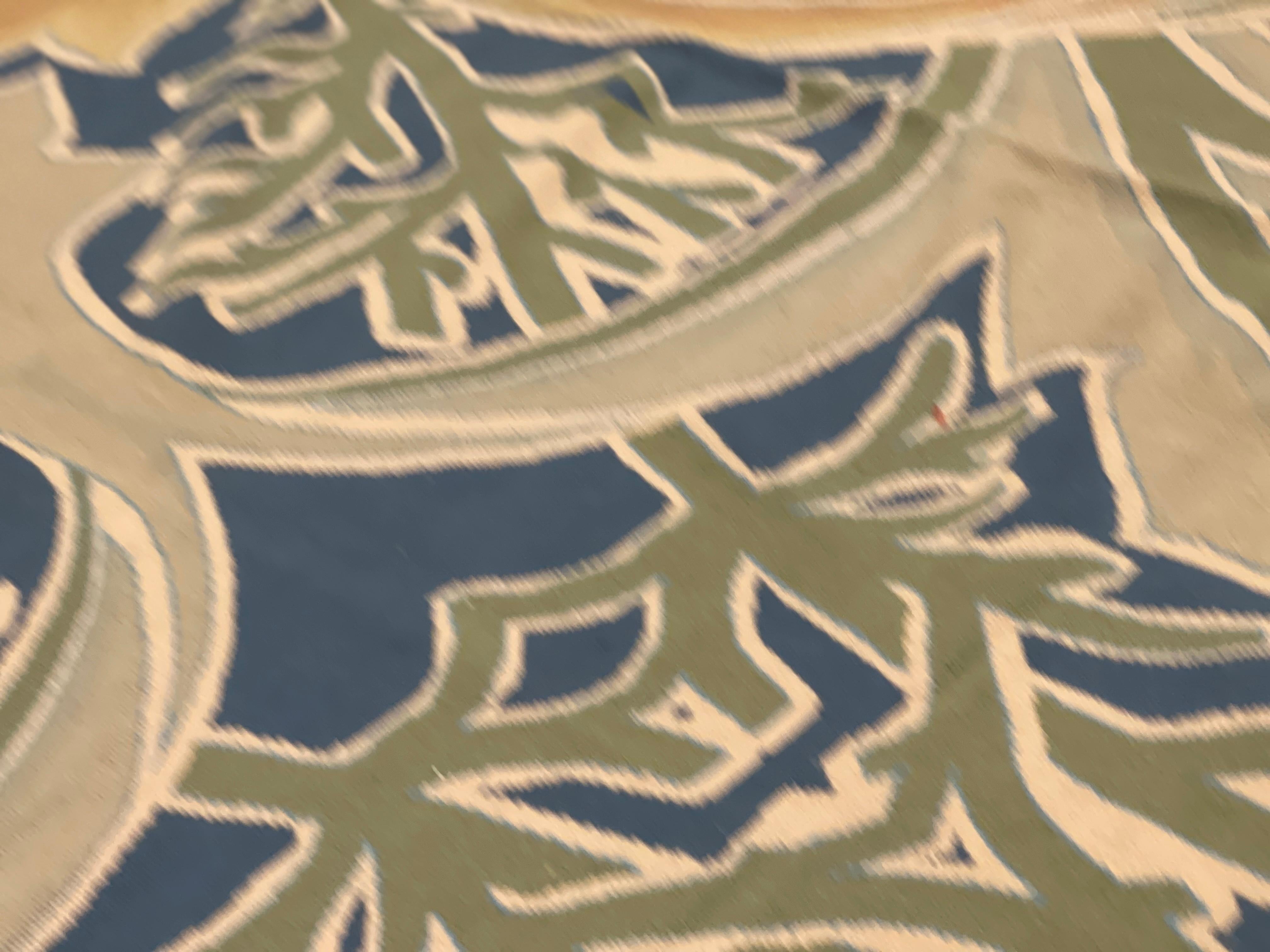 Alfombra verde botánica Alfombra Art Nouveau Alfombra Aubusson Tejida a mano en lana Punto de aguja Lana en venta