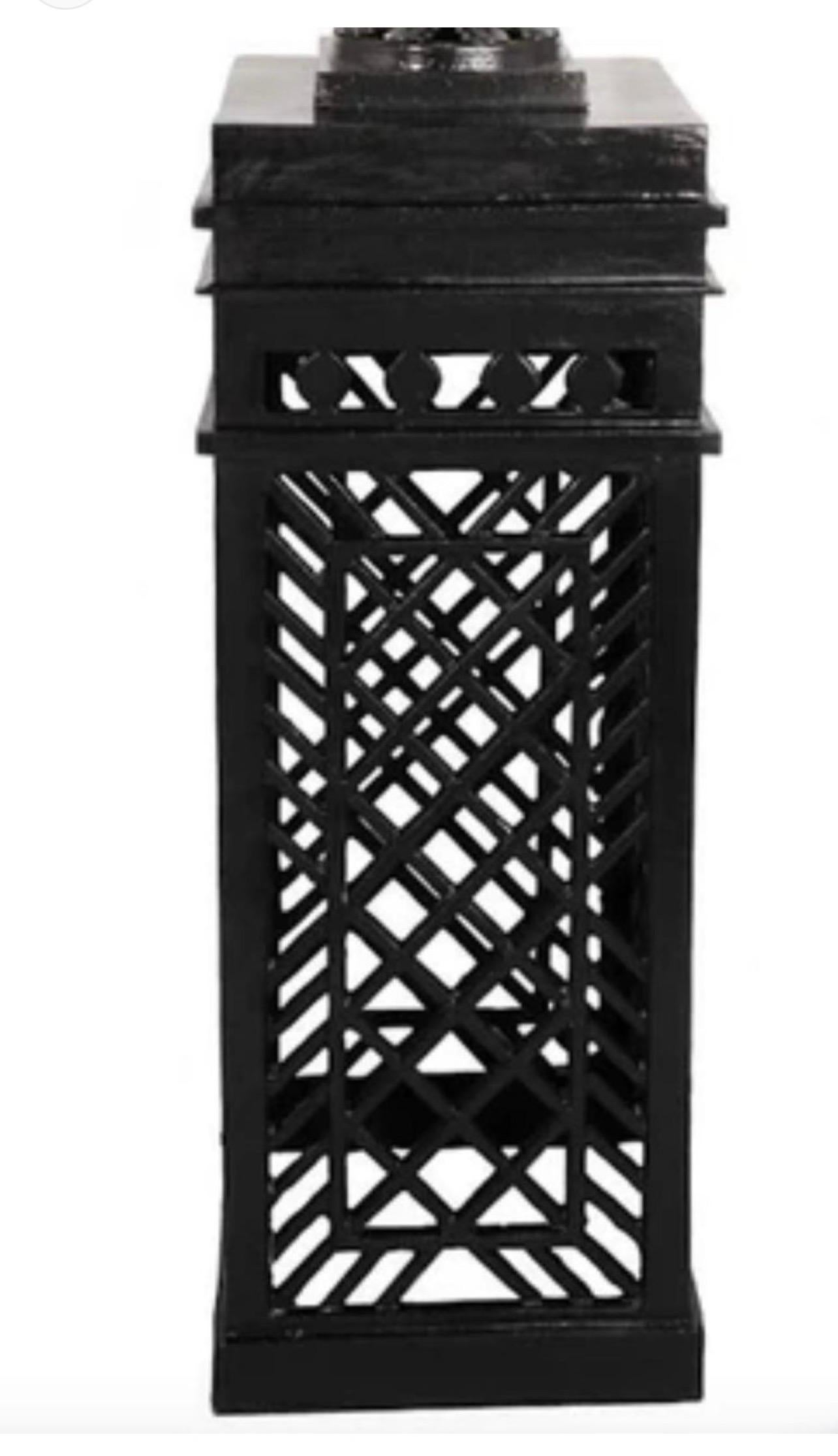 American Classical Botanical Heavy Classic Black Cast Aluminum Openwork Urn On Pedestal 2 Available For Sale