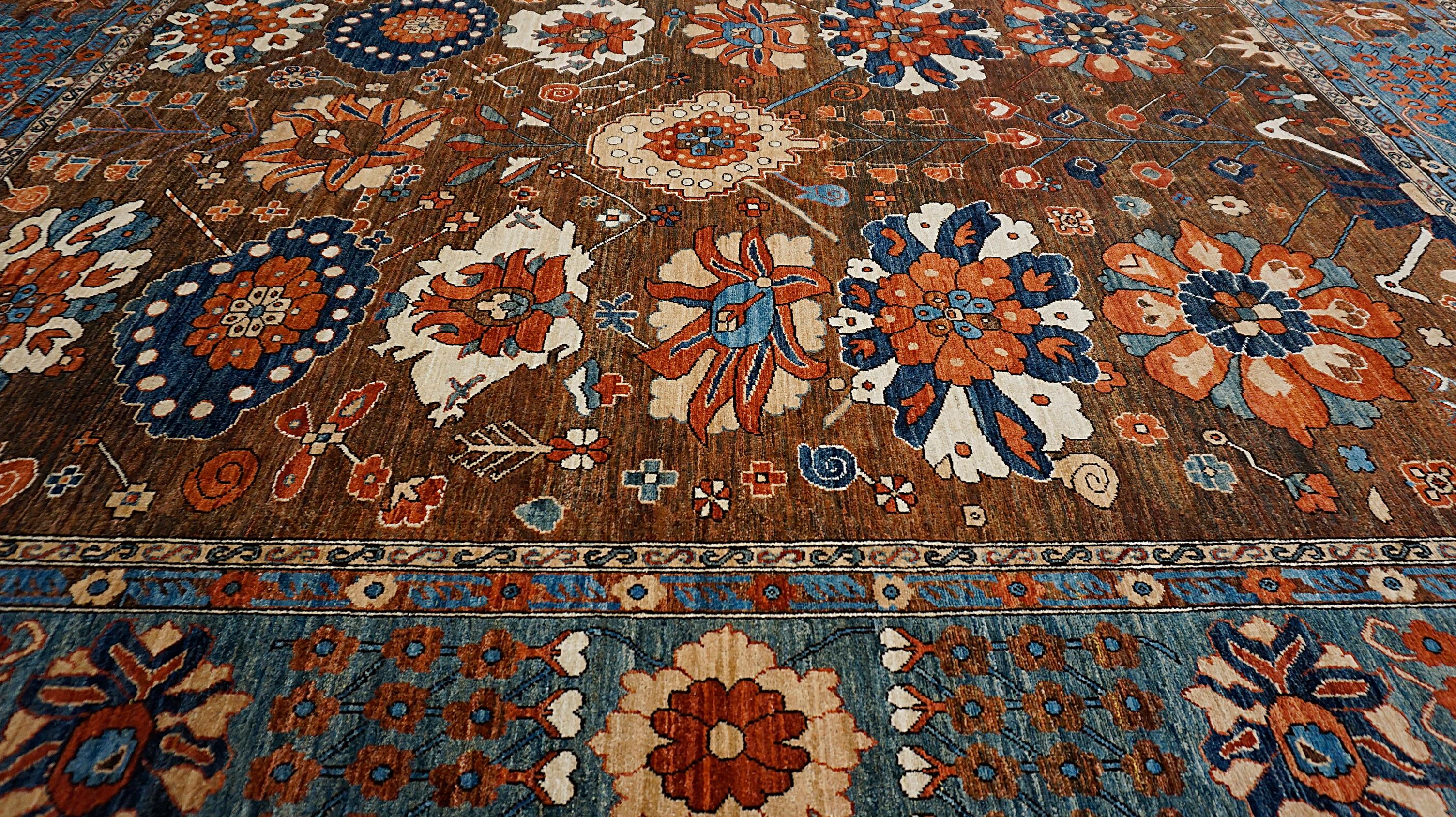 This stunning hand-knotted Chobi rug, showcases the exceptional craftsmanship of the region’s master weavers. Created using high-quality, hand-spun wool, this rug features a rich botanical design that draws inspiration from classic Persian garden