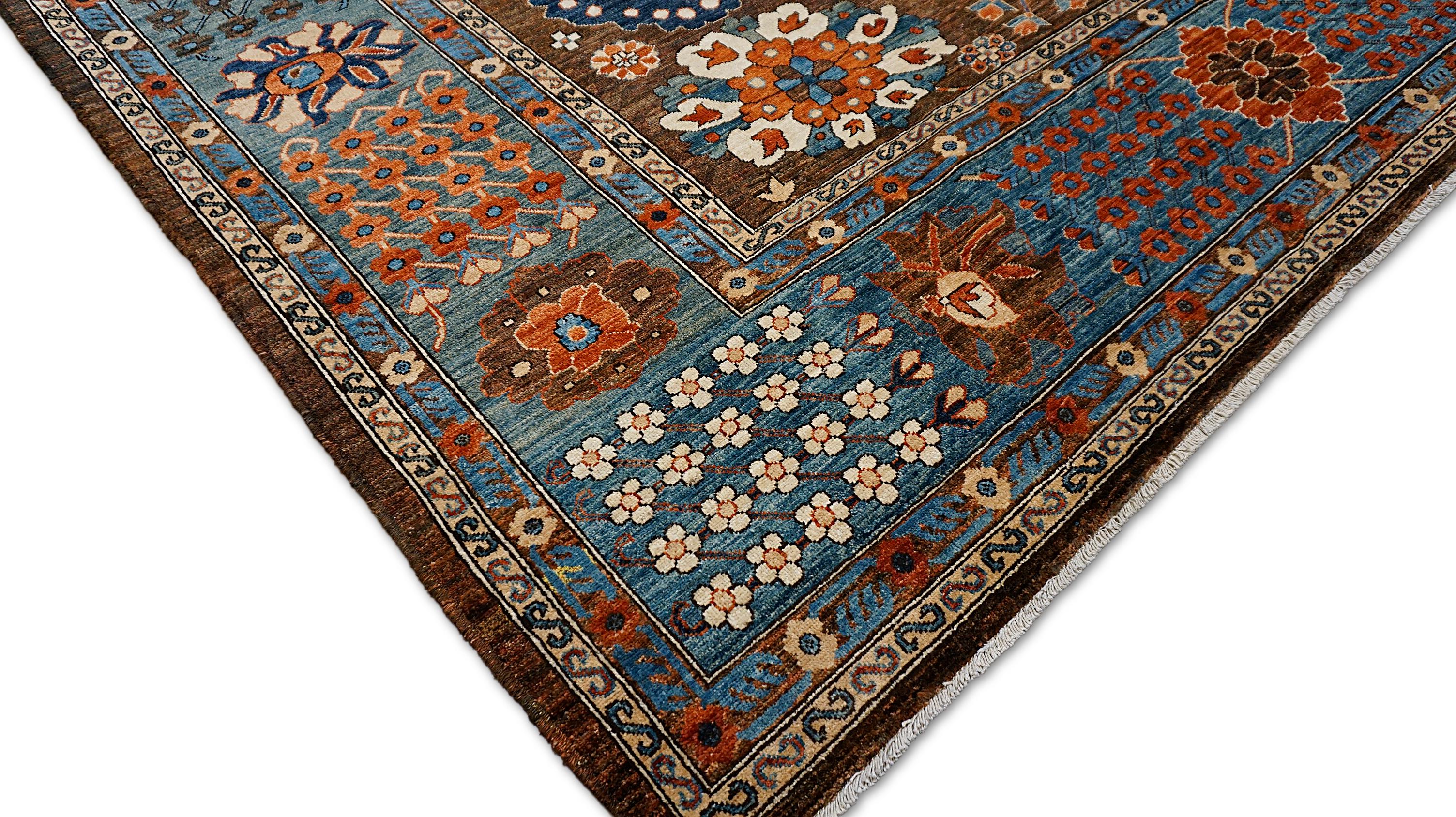 Botanical Motifs Arts and Crafts Wool Rug 9'3''x11'8'' In New Condition For Sale In Torrance, CA