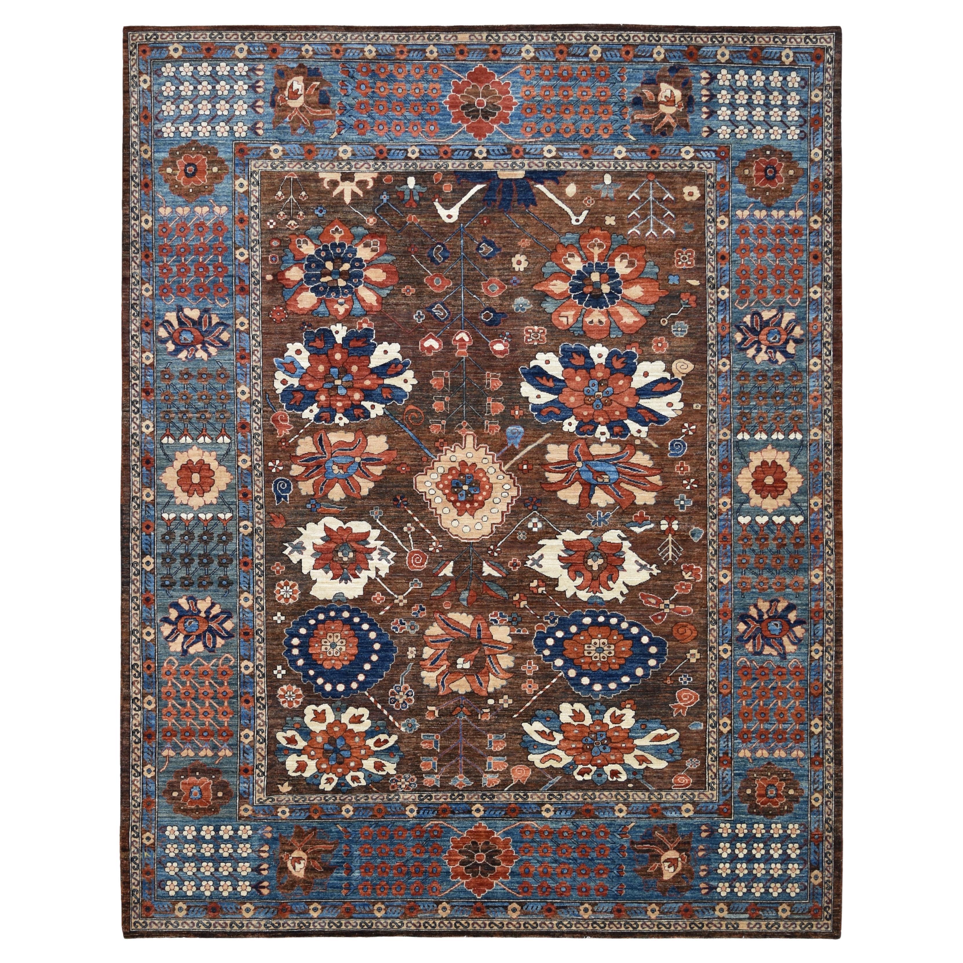 Botanical Motifs Arts and Crafts Wool Rug 9'3''x11'8'' For Sale