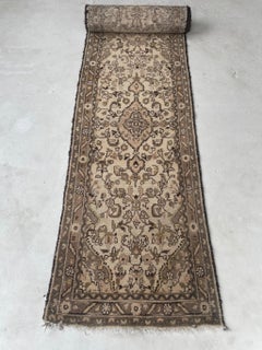 Botanical Narrow Stair Runner in Unique Softer Hues, c. 1940-60's