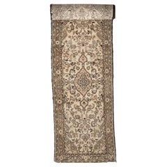 Botanical Narrow Stair Runner in Unique Softer Hues, c. 1940-60's
