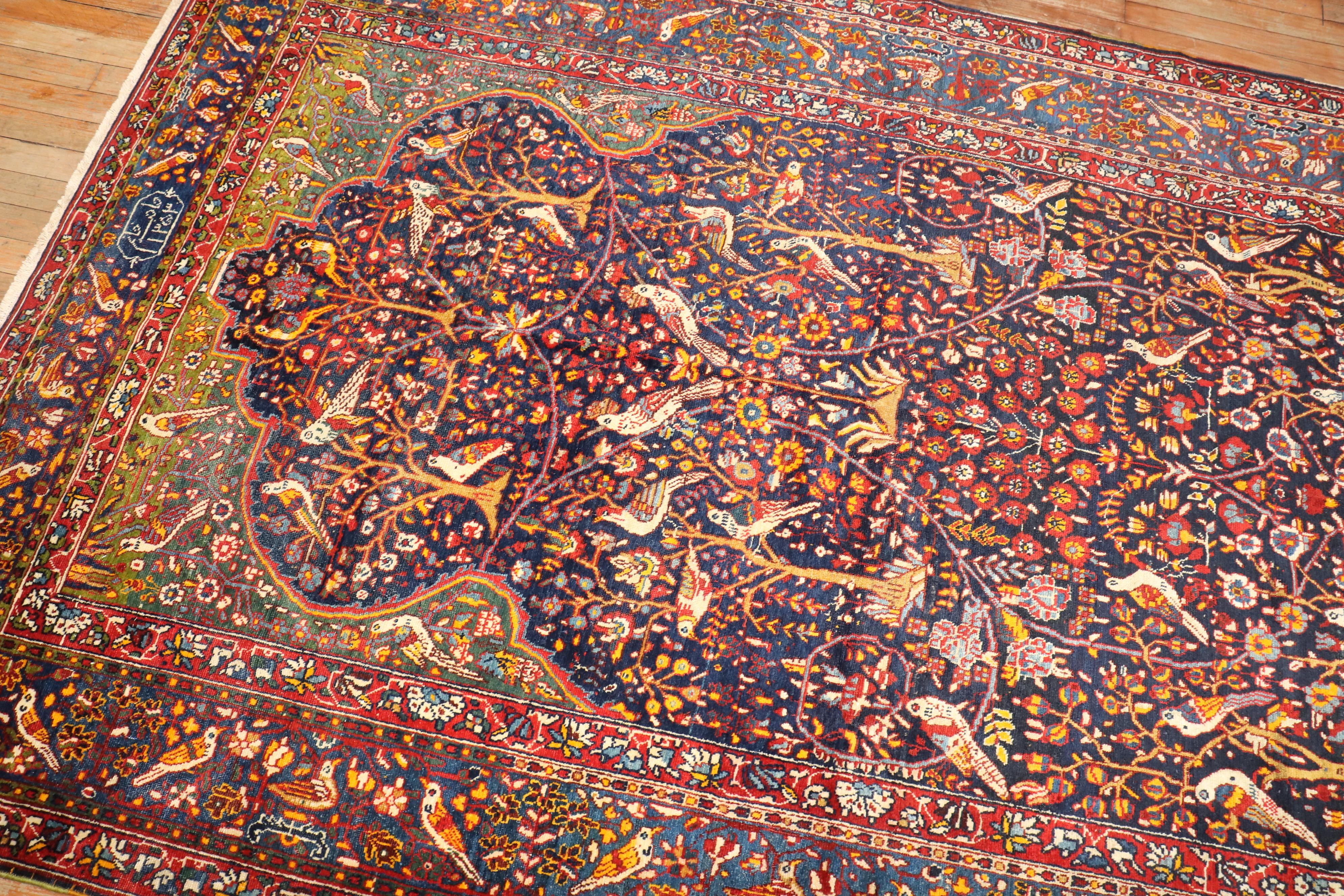 Botanical Persian Pictorial Rug For Sale 3