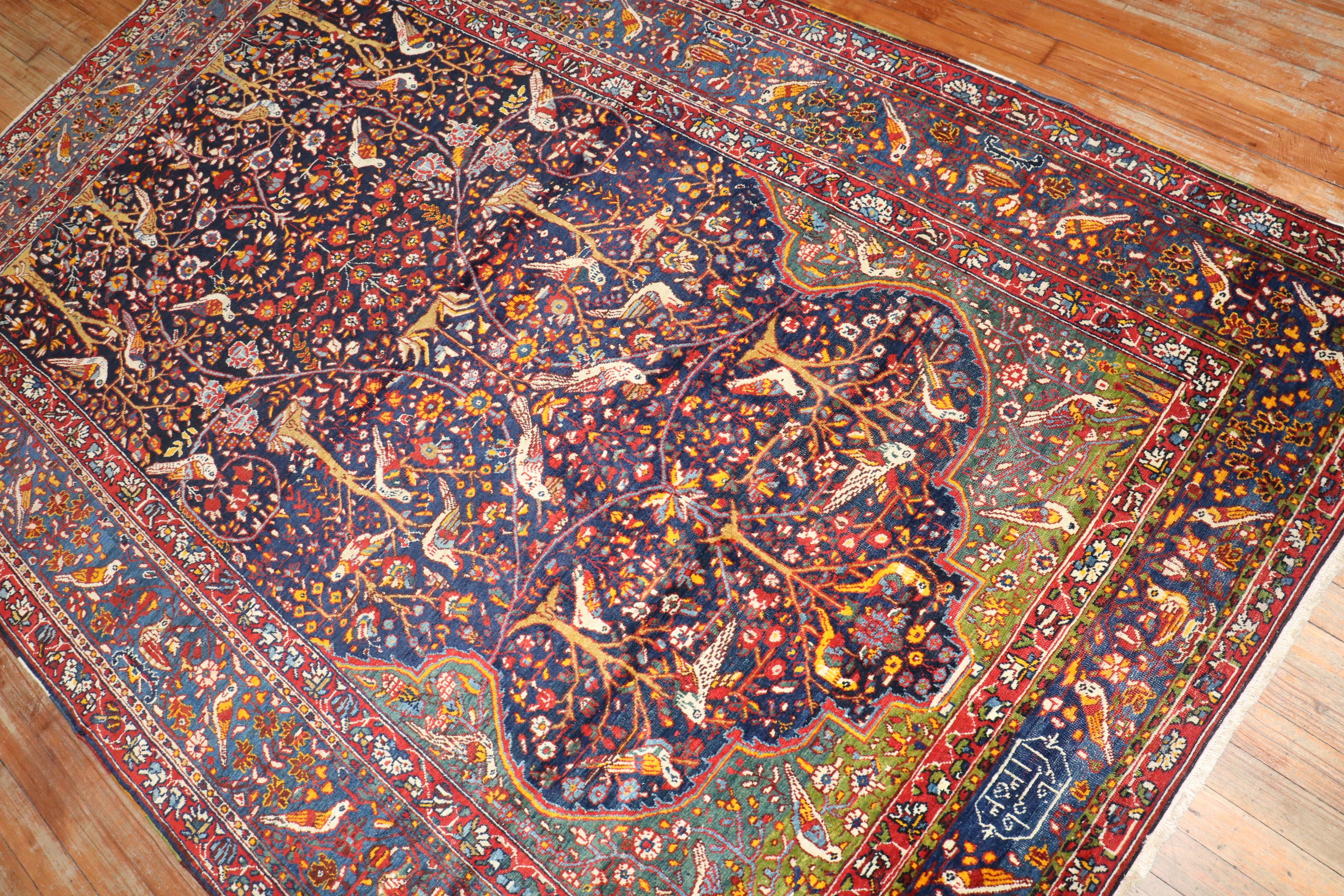 Botanical Persian Pictorial Rug For Sale 4