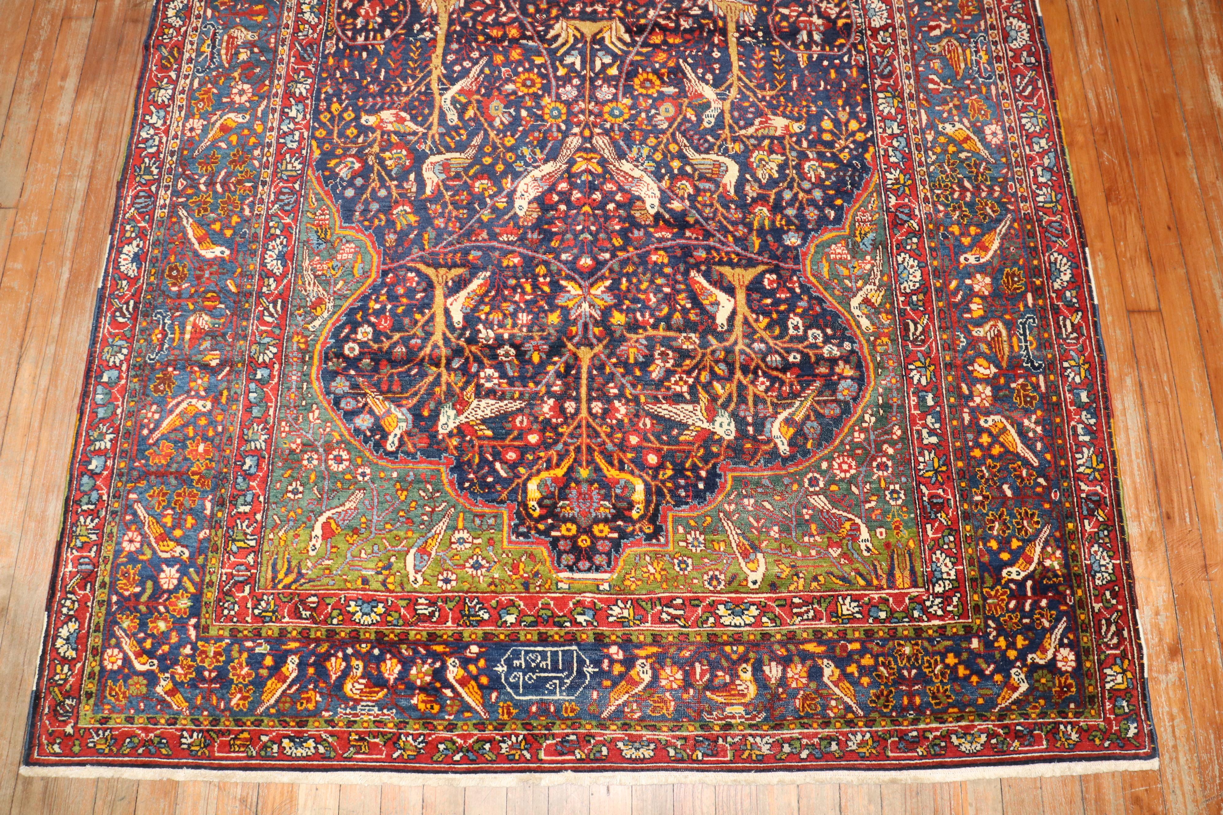 Botanical Persian Pictorial Rug For Sale 5