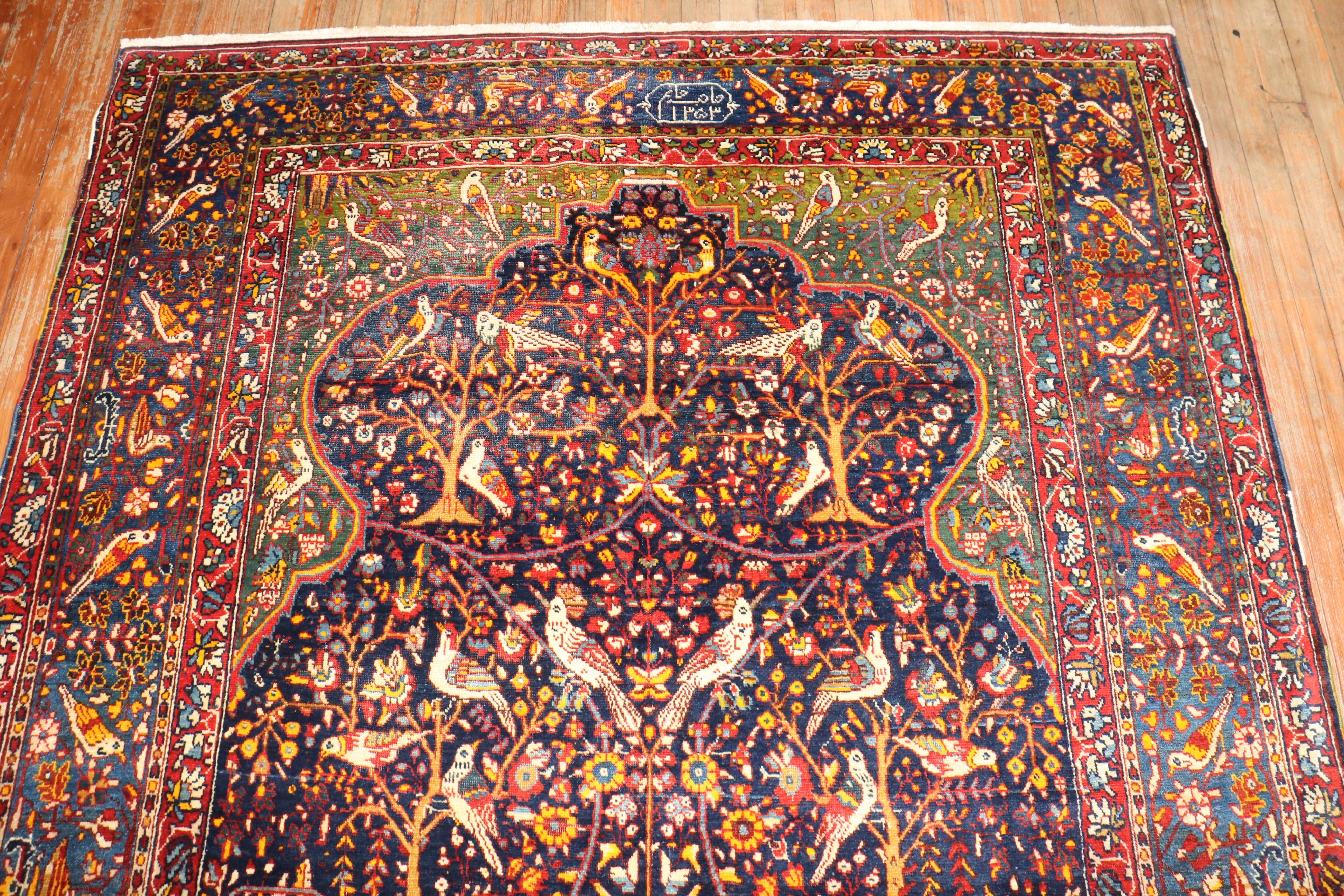 Botanical Persian Pictorial Rug For Sale 7