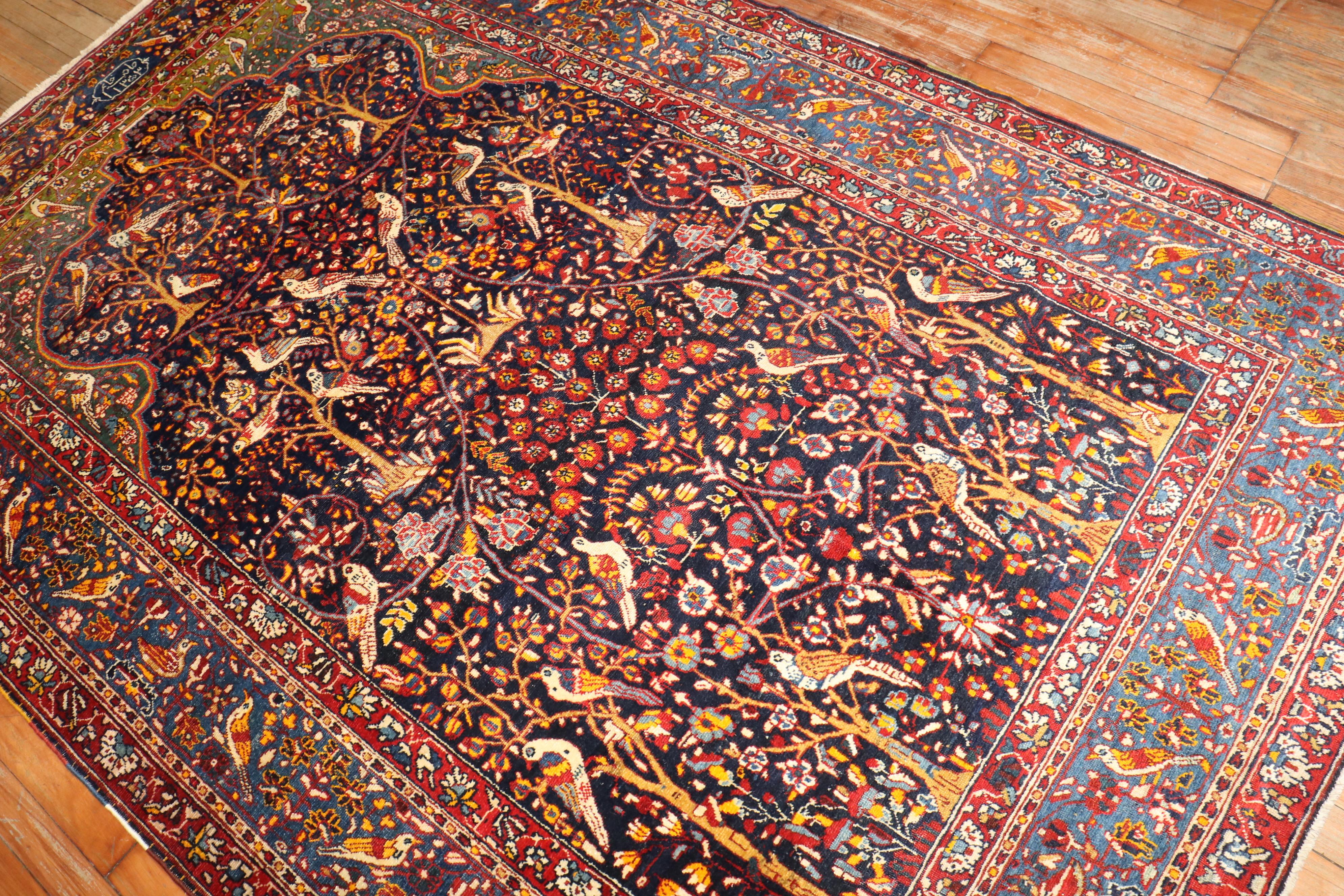 Botanical Persian Pictorial Rug For Sale 8