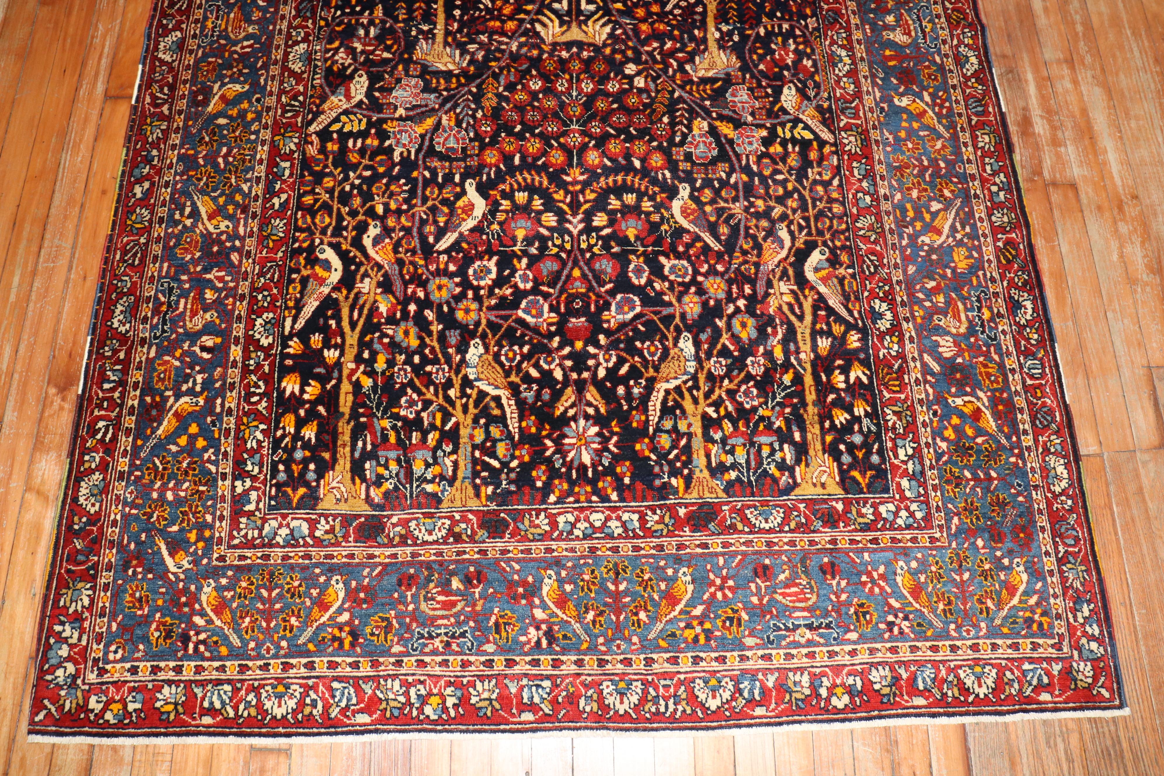 Botanical Persian Pictorial Rug For Sale 9