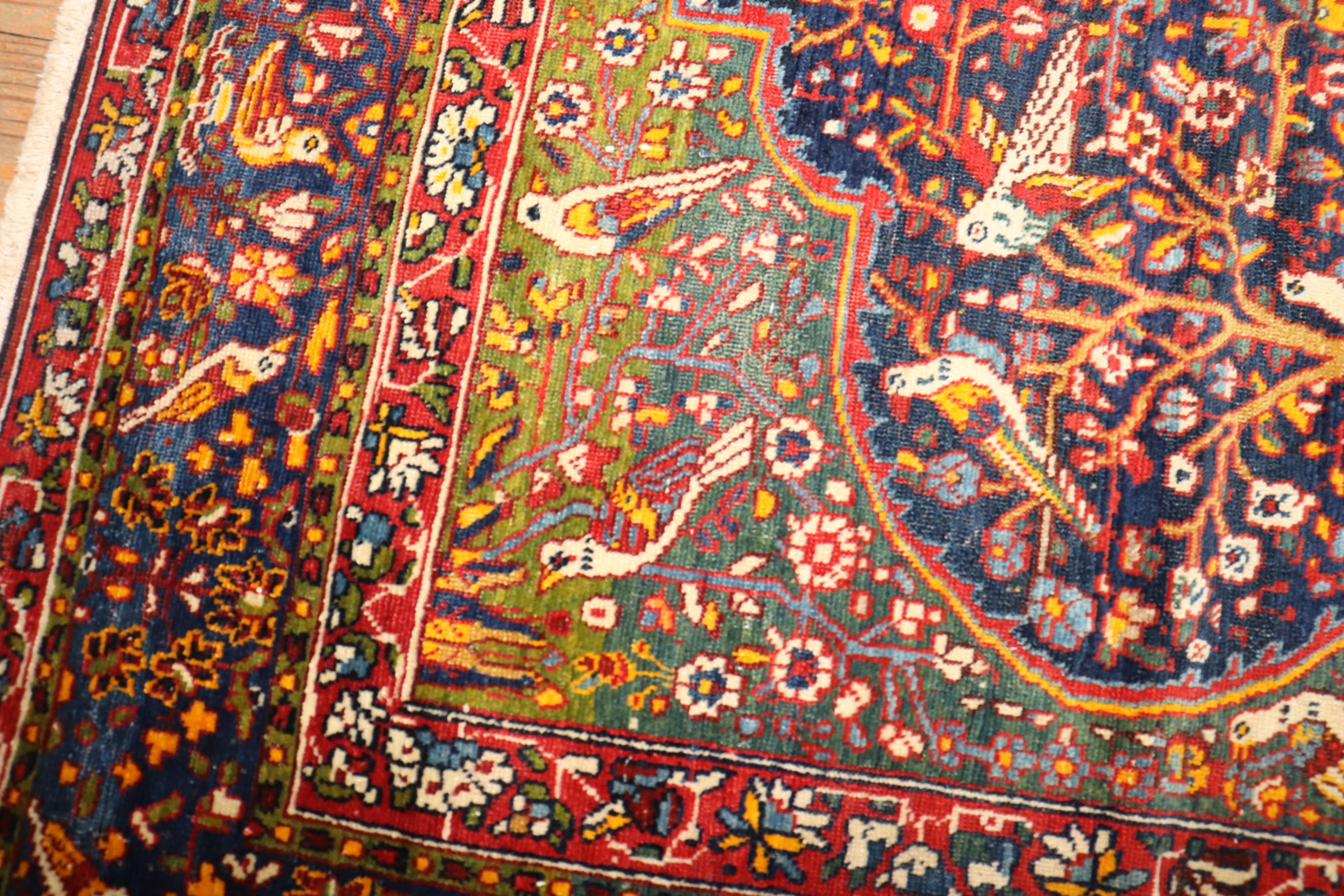 Hand-Woven Botanical Persian Pictorial Rug For Sale