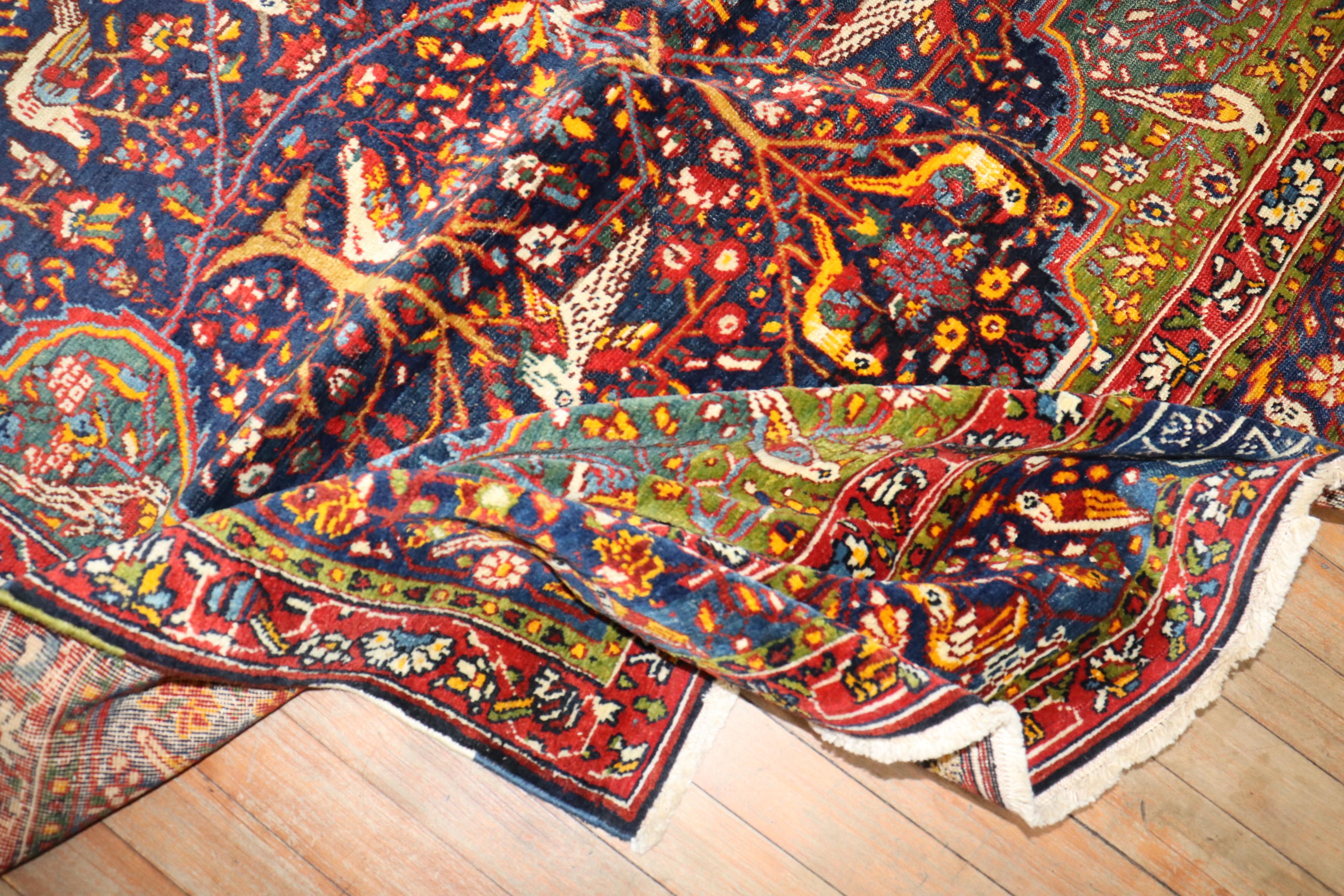 Wool Botanical Persian Pictorial Rug For Sale