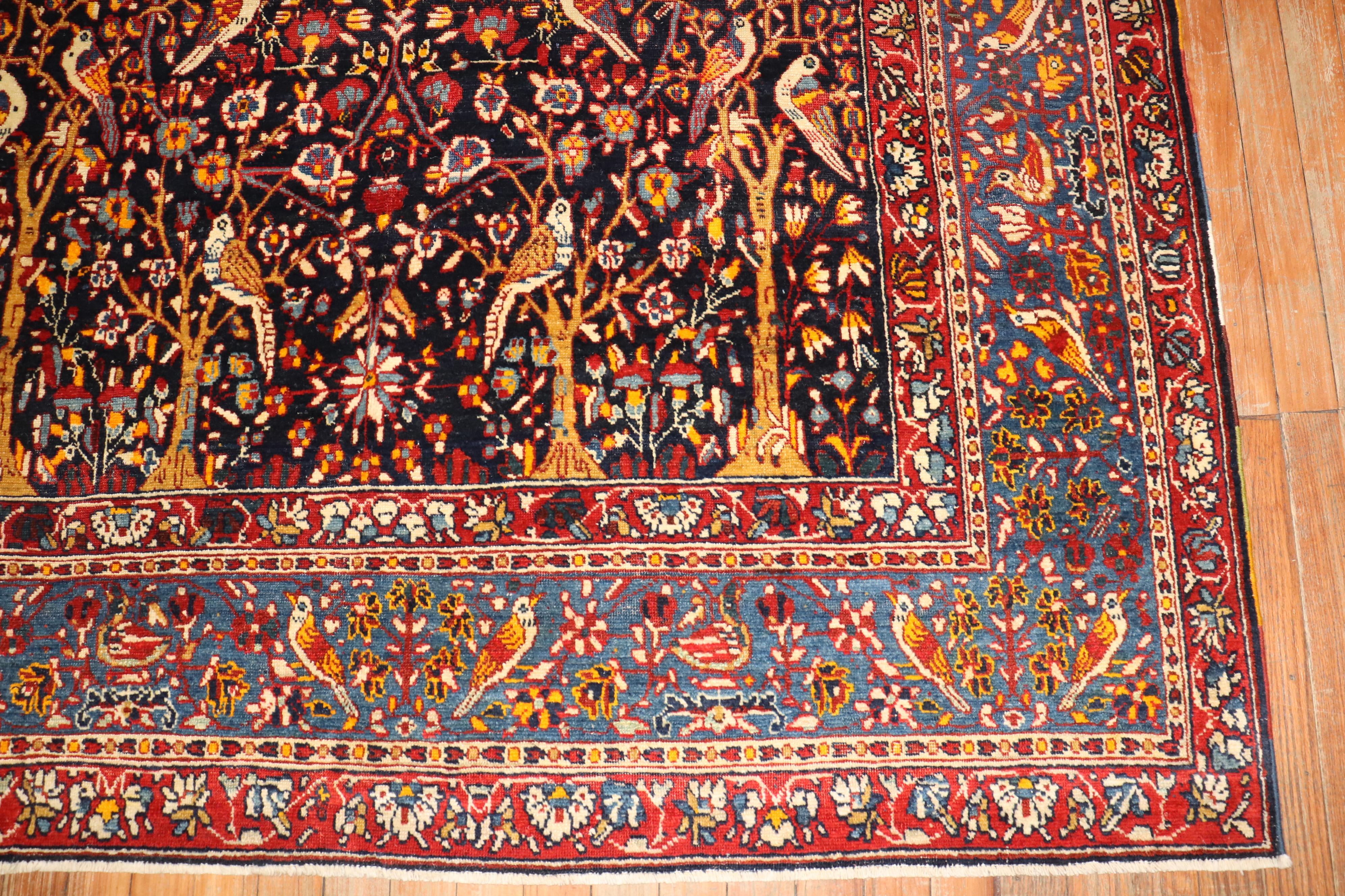 Botanical Persian Pictorial Rug For Sale 1