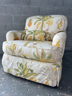 Botanical Print Upholstered Lounge Chair By Sherrill Furniture Co. Circa 1980s