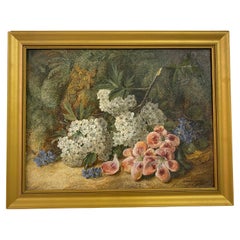 Antique Botanical Still Life Oil On Canvas By Vincent Clare