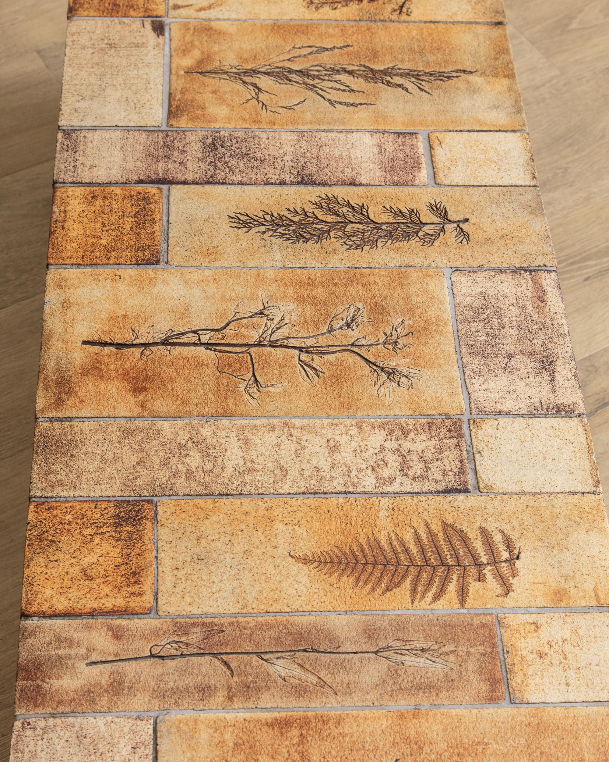 Ceramic Botanical Tile Top Waterfall Coffee Table by Roger Capron, France, 1965 For Sale