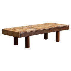 Table basse en cascade à plateau en carreaux botaniques par Roger Capron, France, 1965