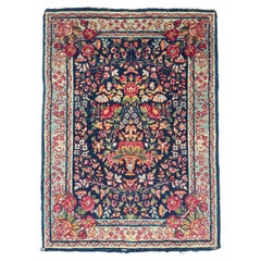 Botanical Tree of Life Kerman Lavar Used Rug Mat, c. 1920's