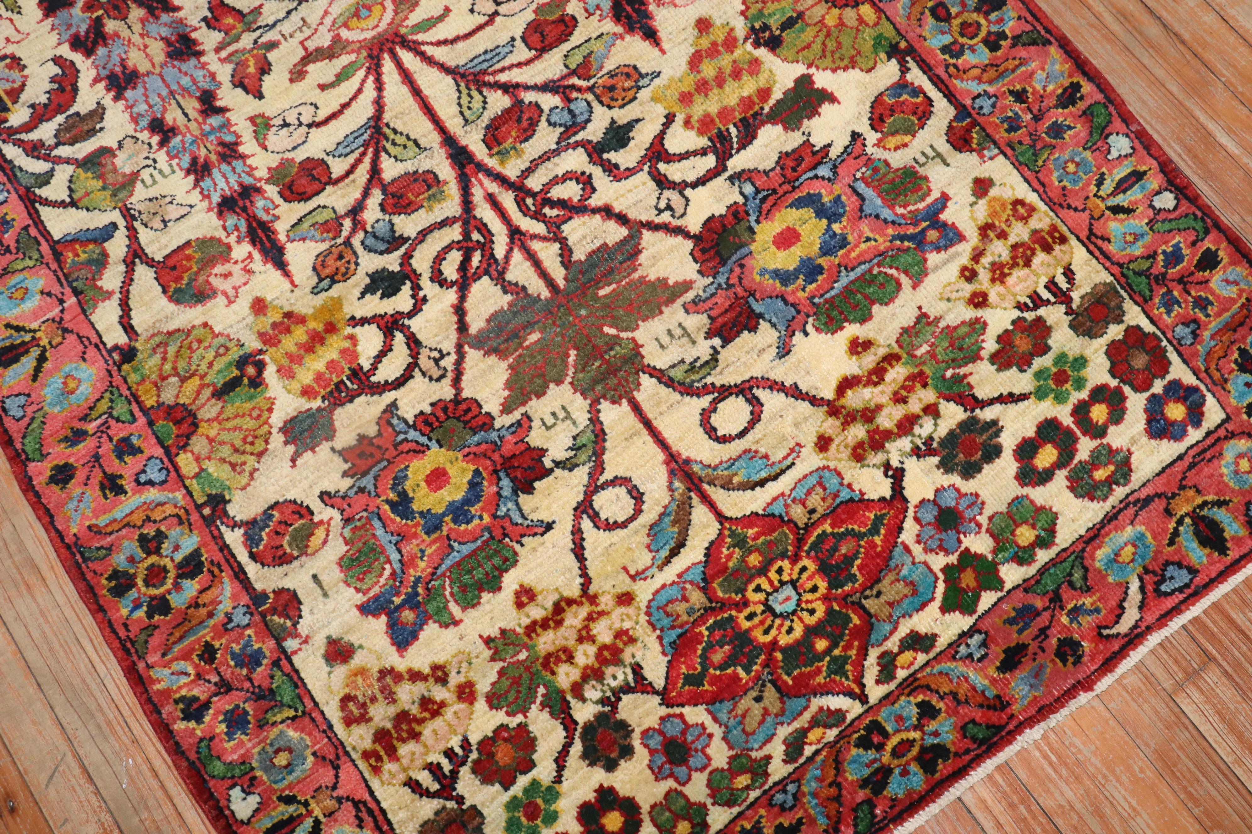Hand-Knotted Botanical Vintage Turkish Carpet For Sale