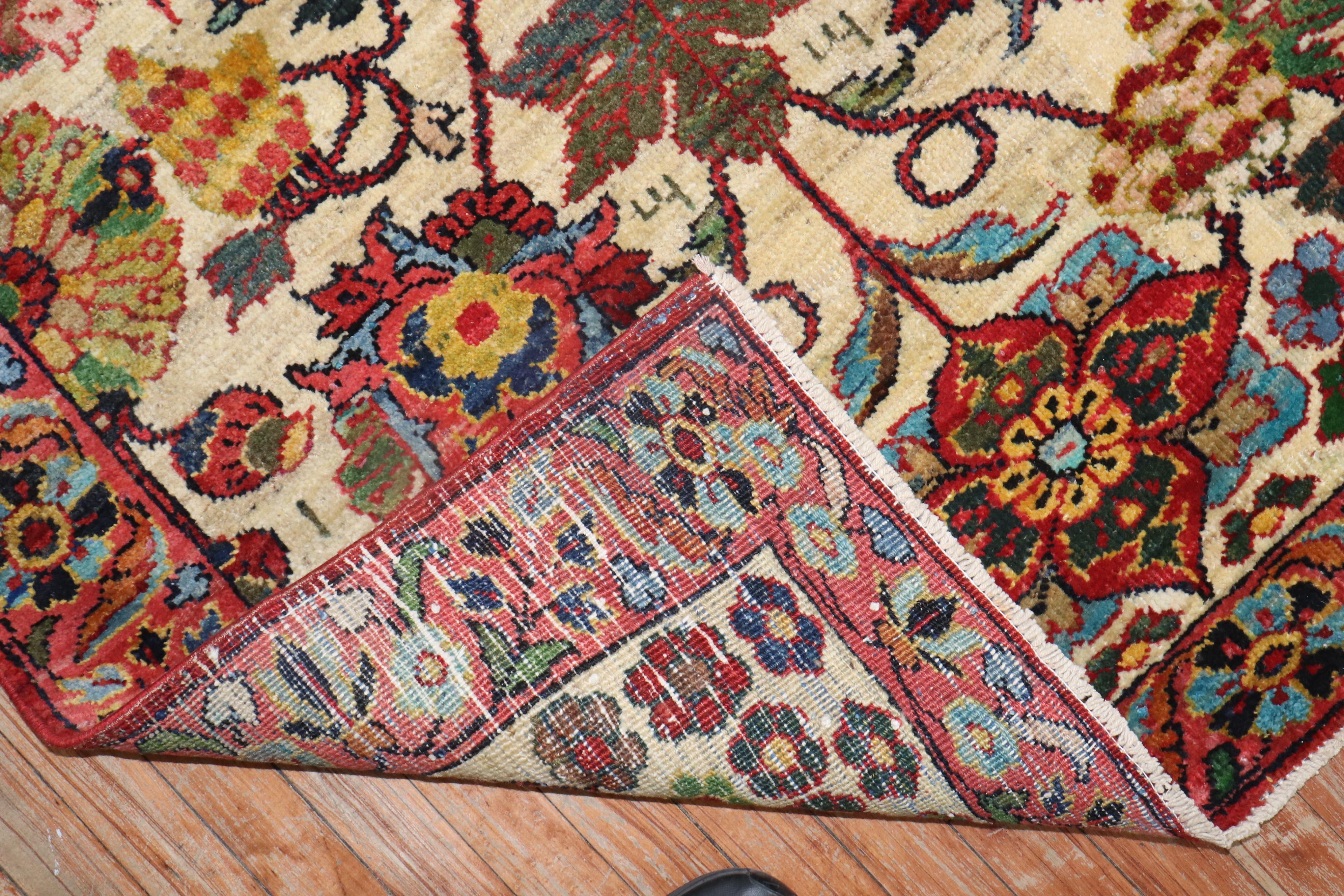Botanical Vintage Turkish Carpet In Good Condition For Sale In New York, NY
