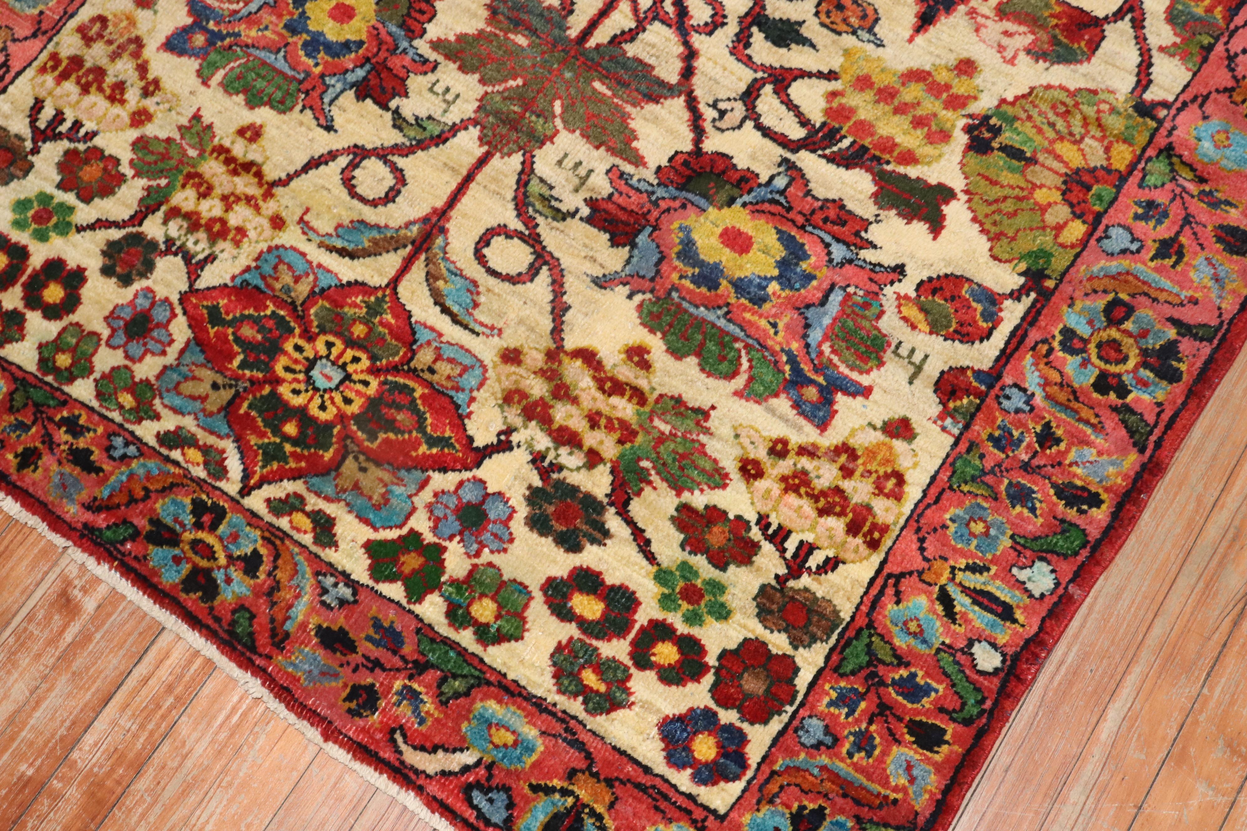 20th Century Botanical Vintage Turkish Carpet For Sale