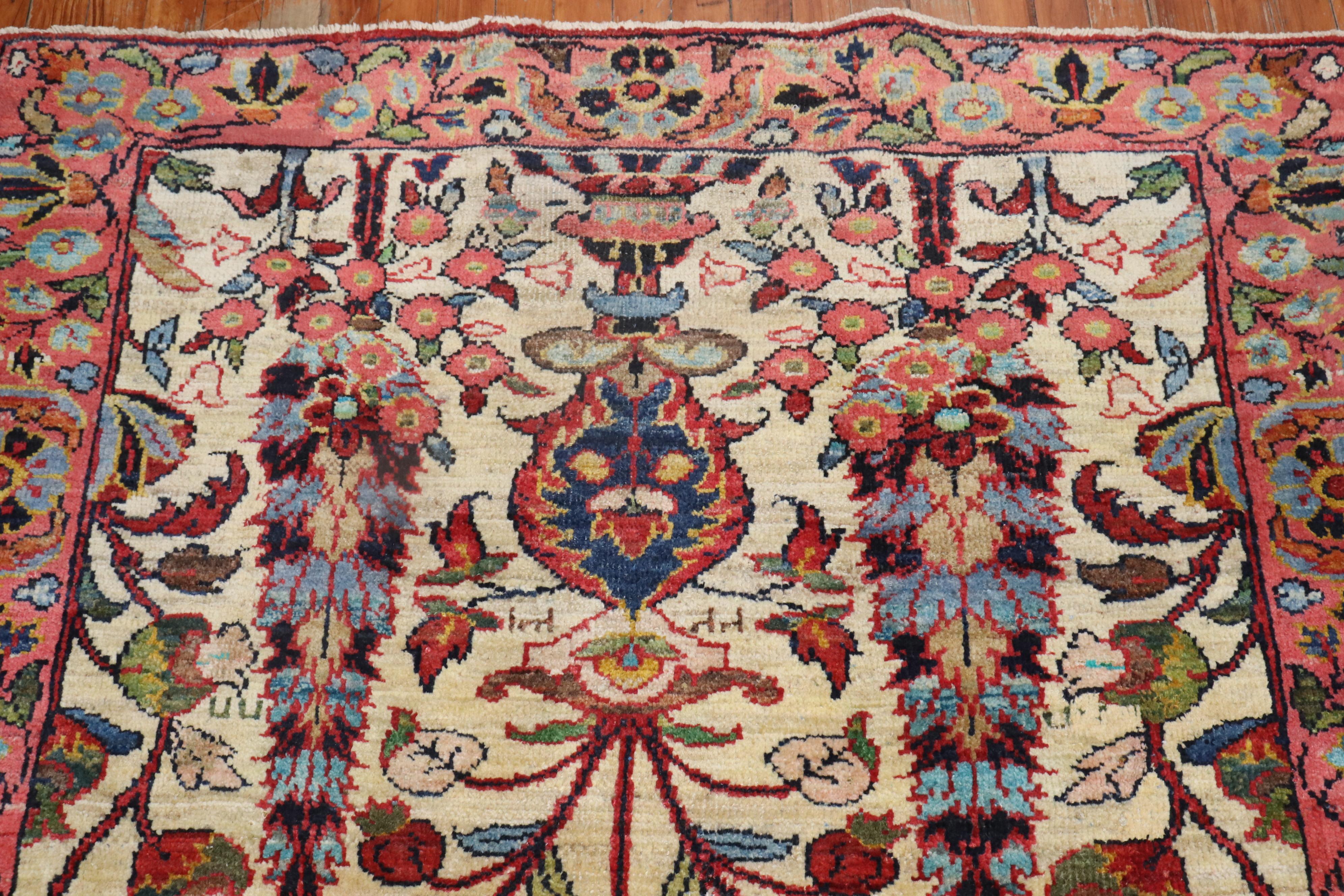 Wool Botanical Vintage Turkish Carpet For Sale