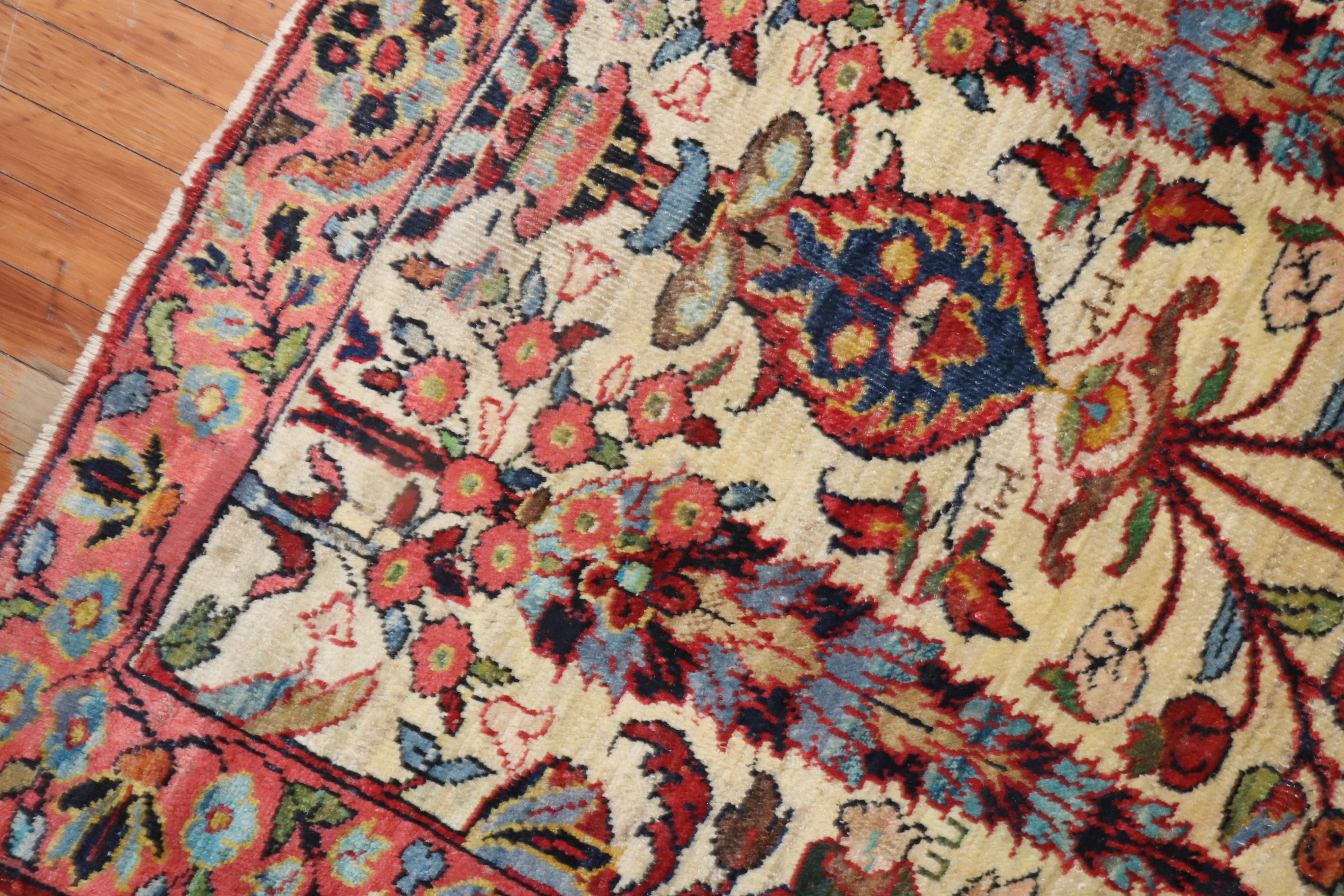 Botanical Vintage Turkish Carpet For Sale 1