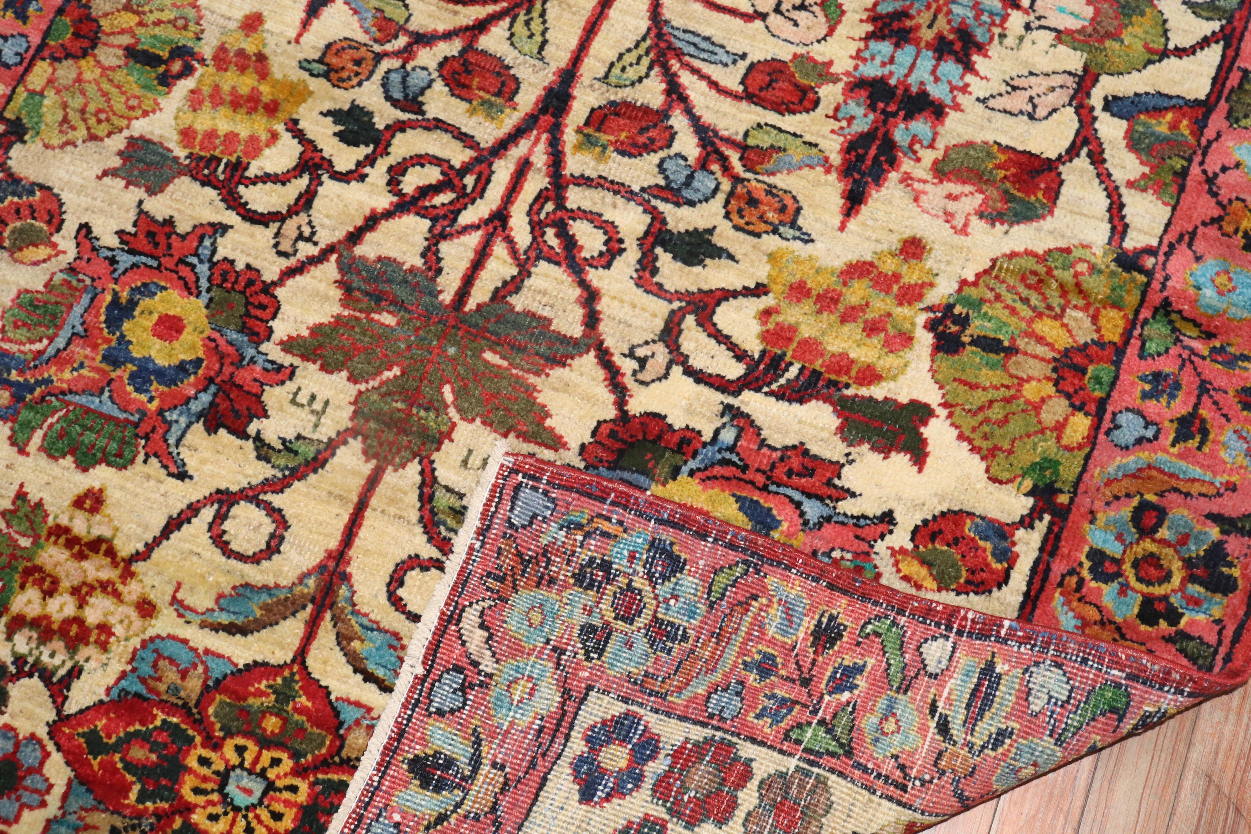Botanical Vintage Turkish Carpet For Sale 2