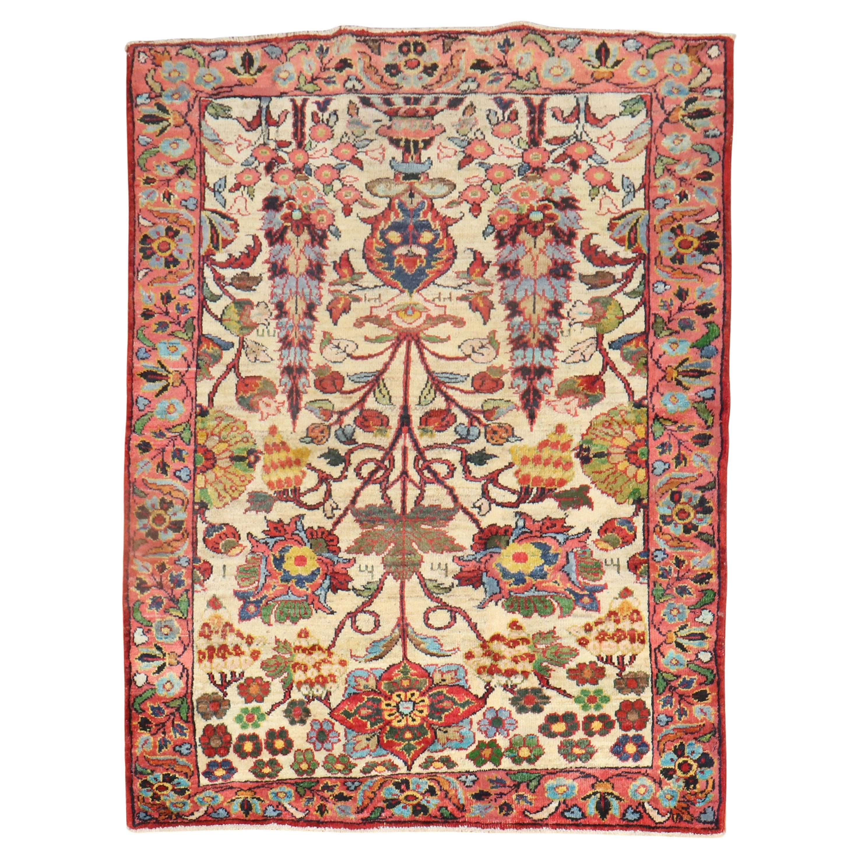 Botanical Vintage Turkish Carpet For Sale