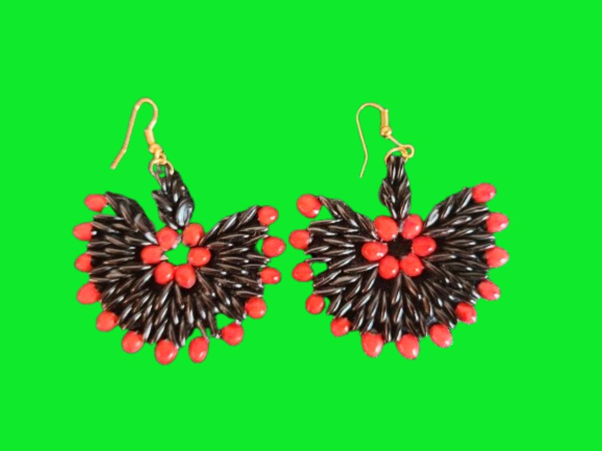 Artisan Botanique Crimson Bloom Earrings For Sale