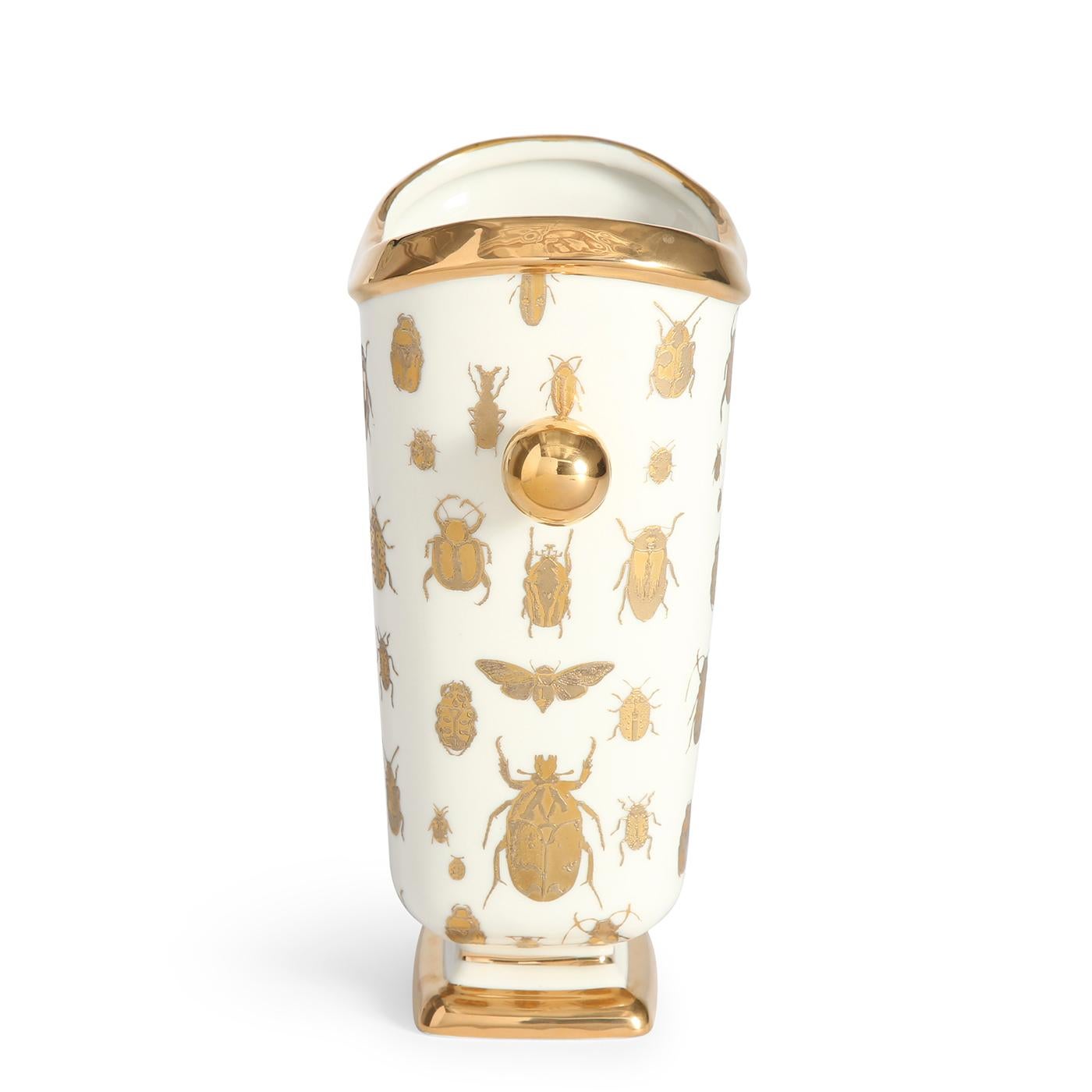 Bohemian Botanist 'Specimen' Gilded Porcelain Vase For Sale