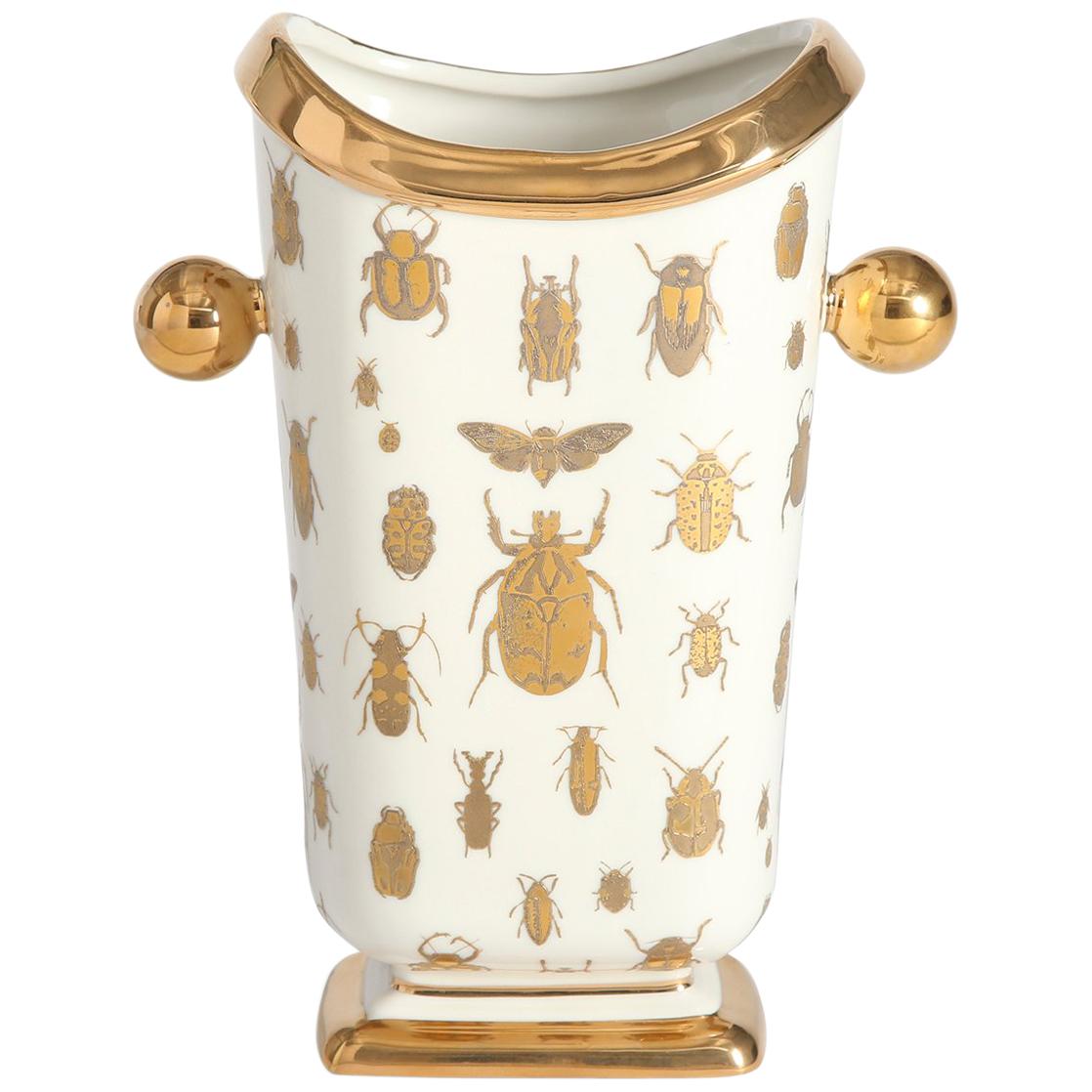 Vaso in porcellana dorata "Specimen" di Botanista
