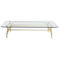Botany Coffee Table in Glass Top with Polished Brass Legs