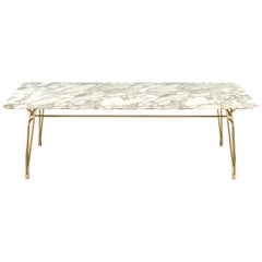 Botany Dining Table in Calacatta Gold Marble Top with Polished Brass Legs